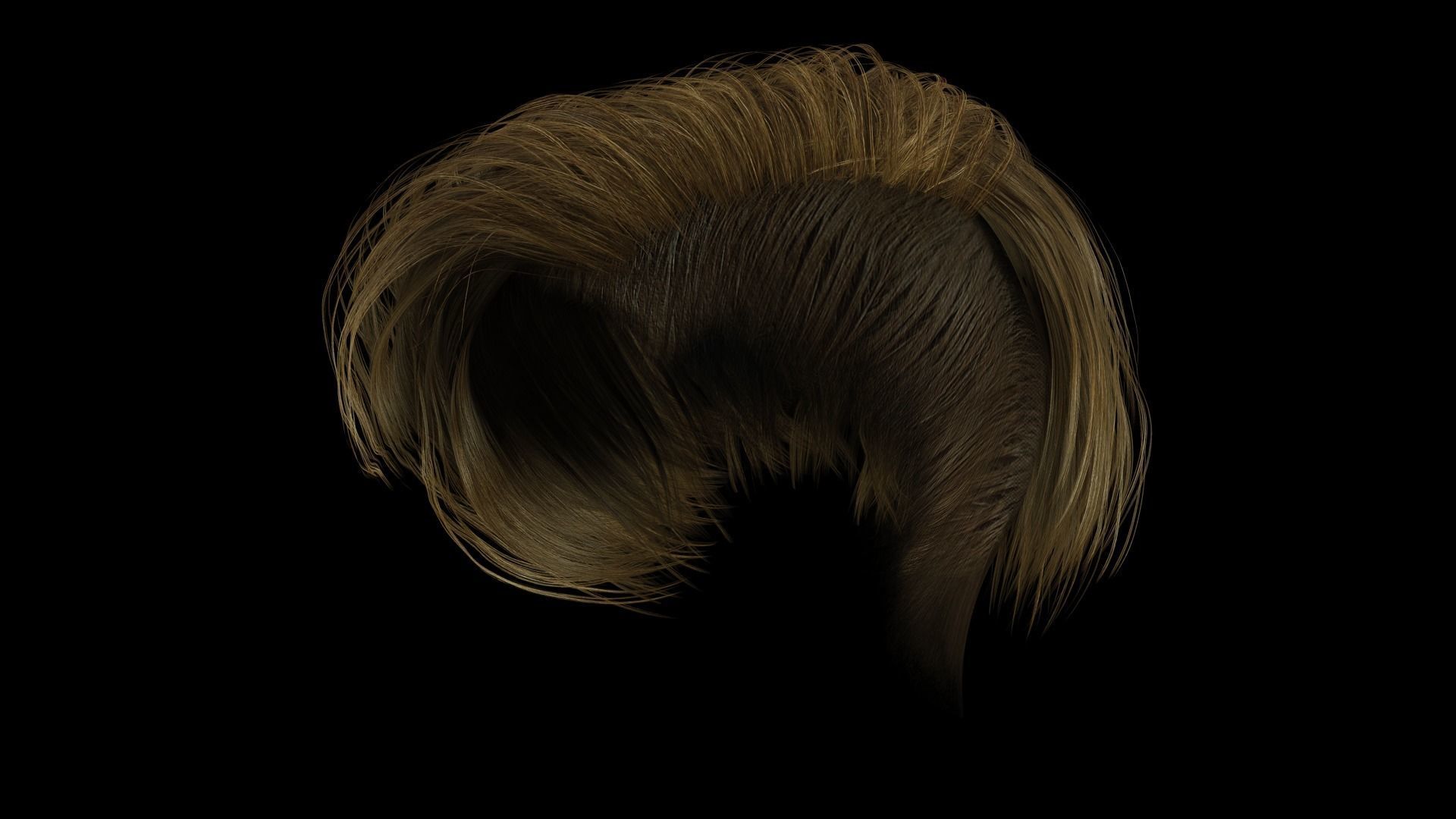 Realistic Female hair short Low-poly 3D model_14