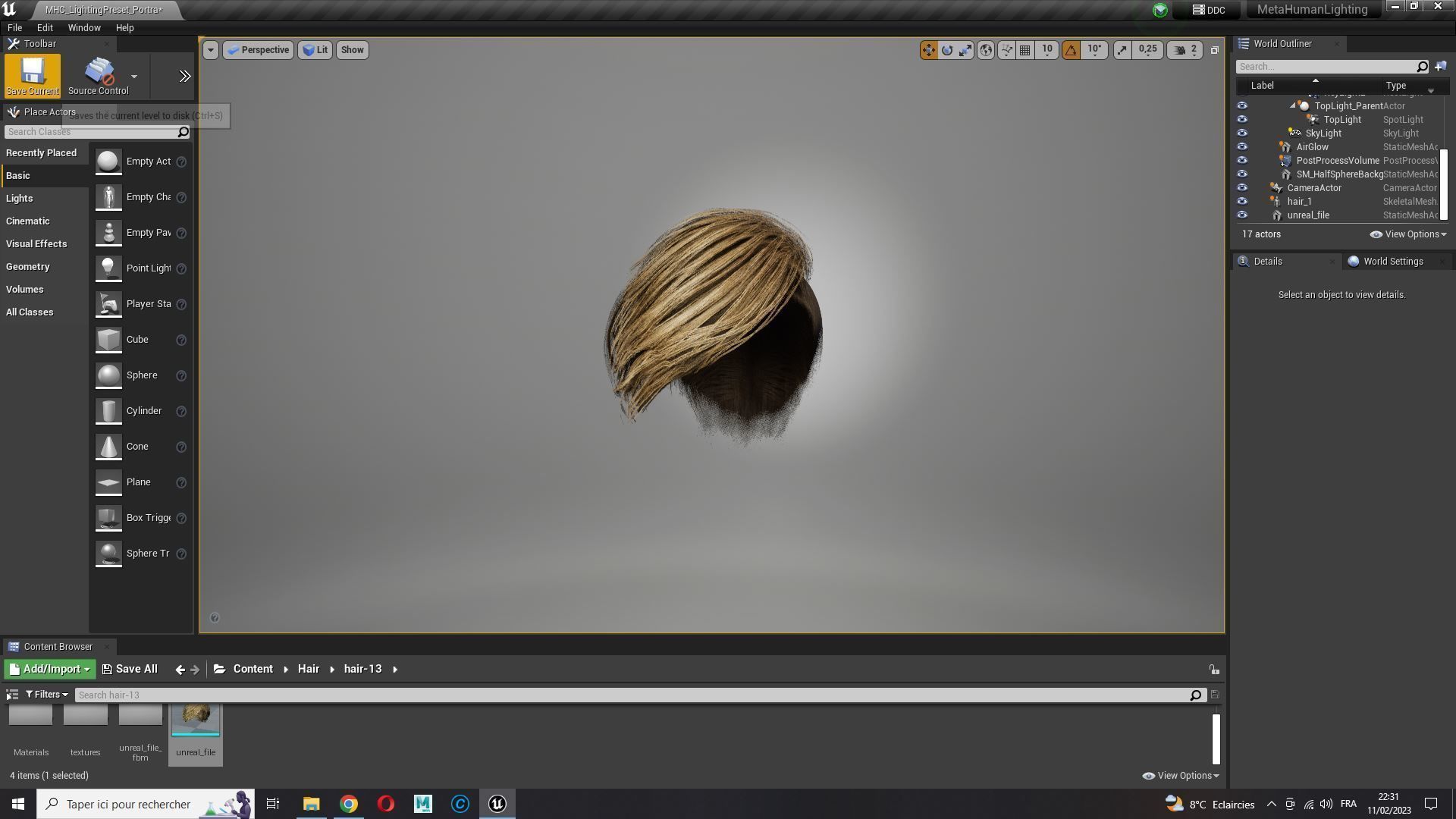 Realistic Female hair short Low-poly 3D model_27