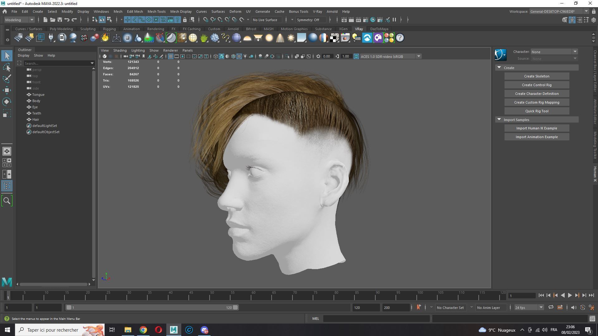 Realistic Female hair short Low-poly 3D model_22