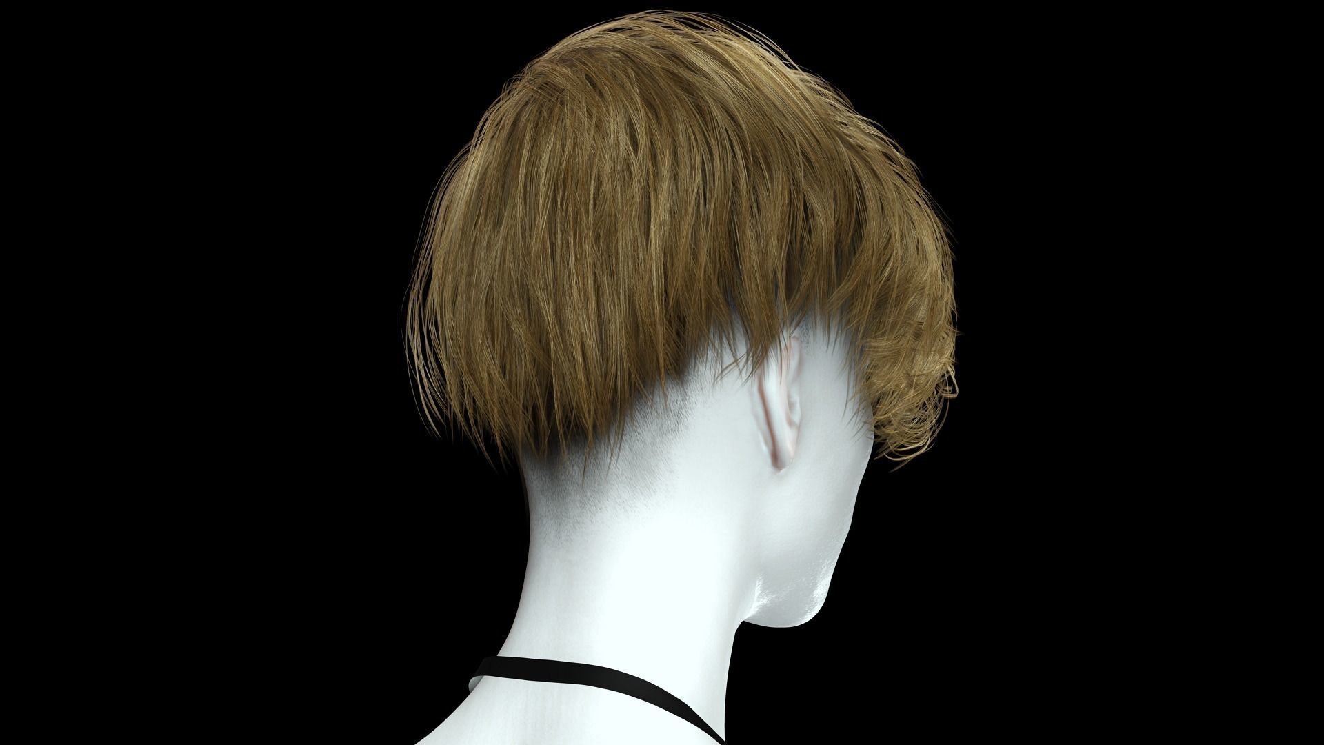 Realistic Female hair short Low-poly 3D model_10