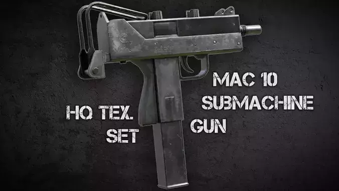 MAC 10 Submachine Gun Low-poly 3D model