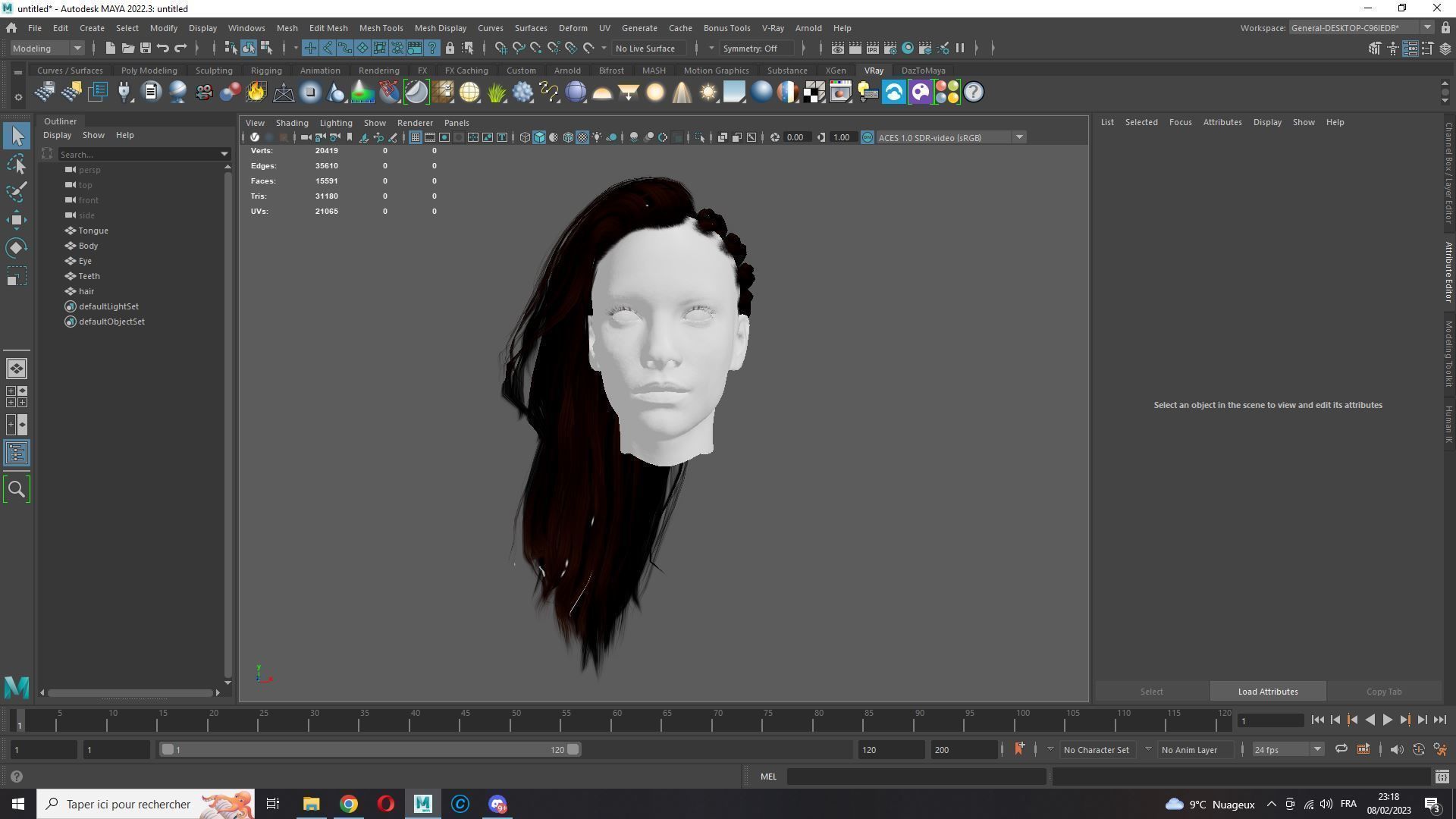Realistic Female hair game cards  Low-poly 3D model_18