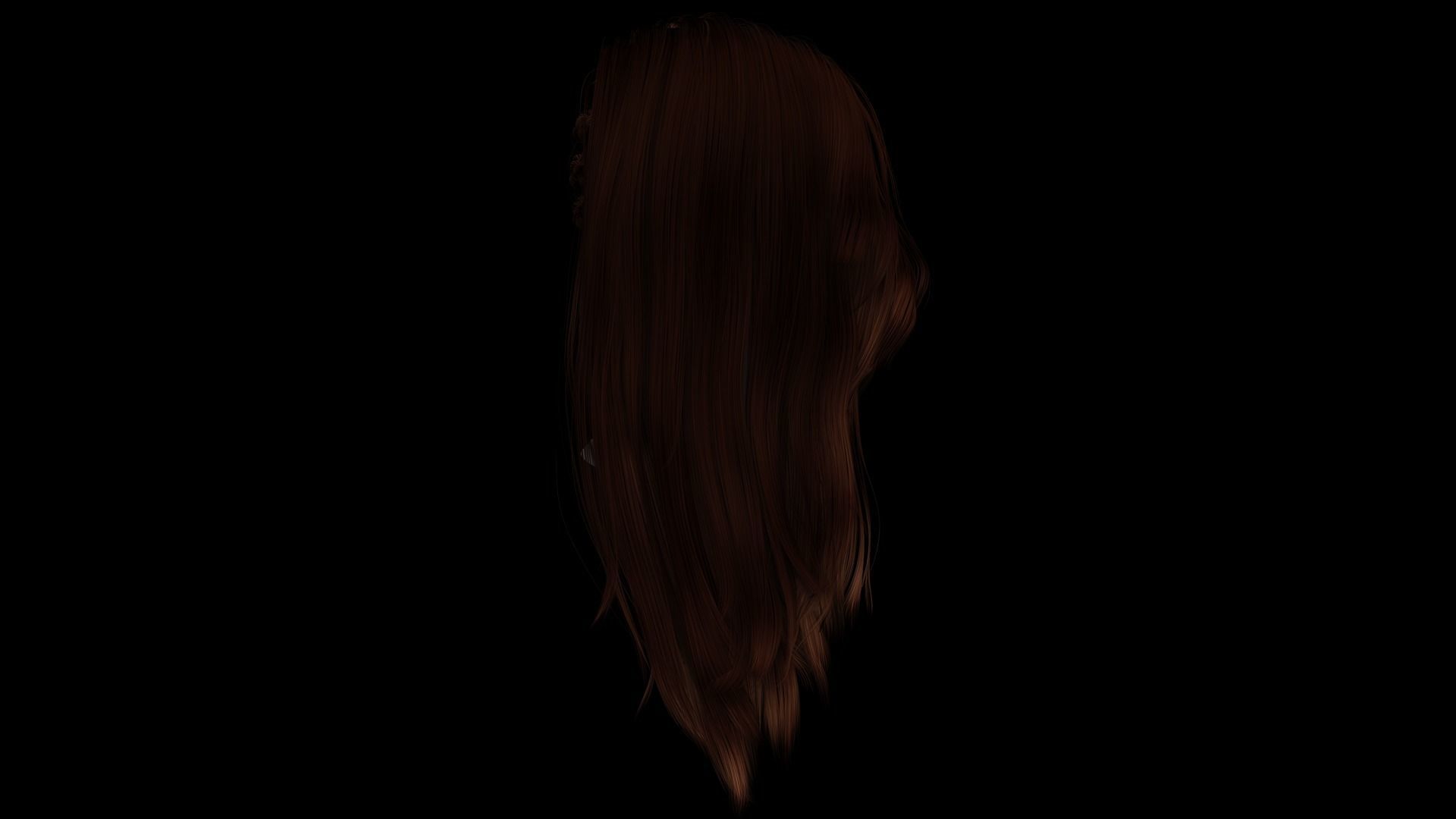 Realistic Female hair game cards  Low-poly 3D model_6