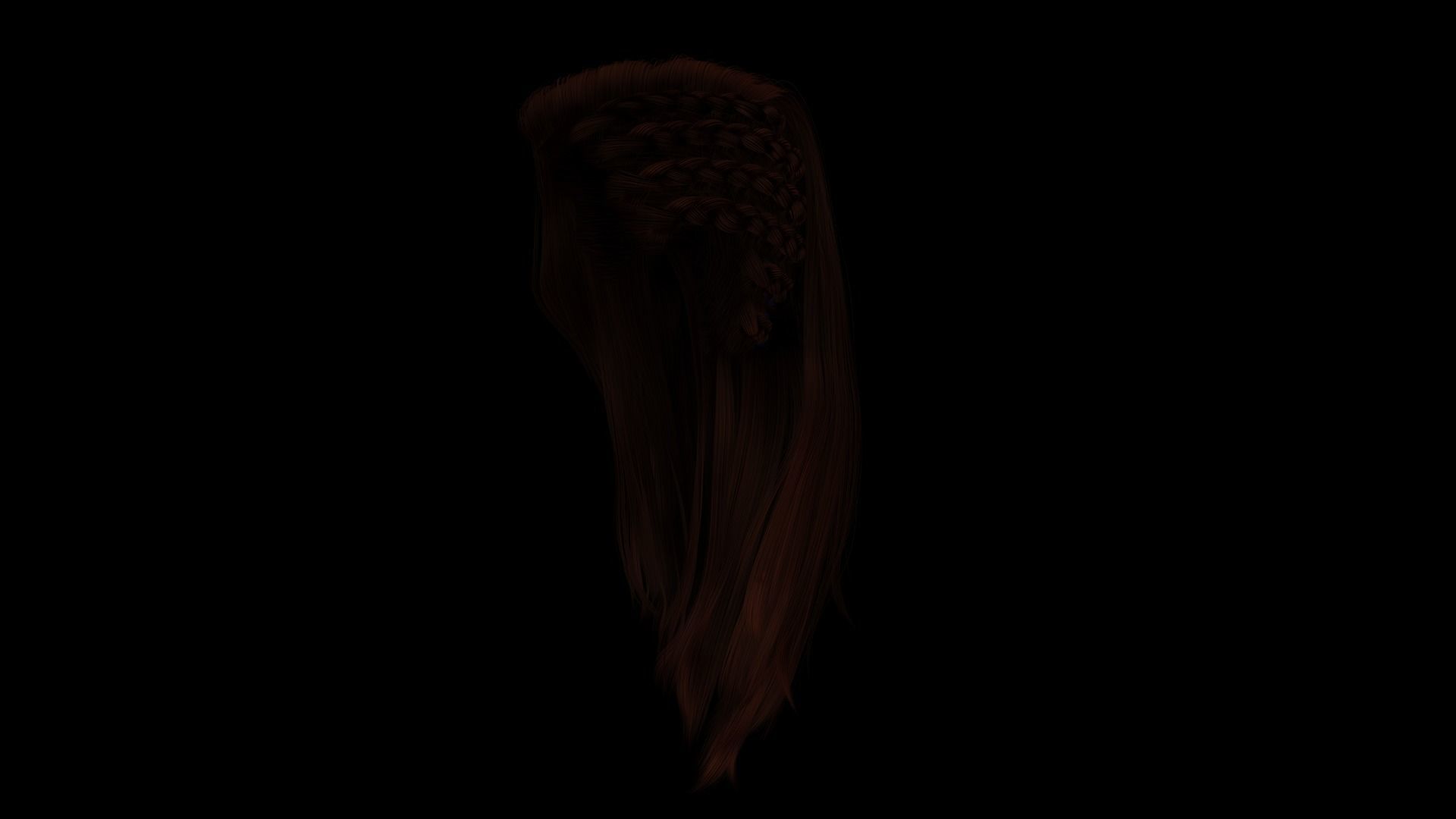 Realistic Female hair game cards  Low-poly 3D model_3