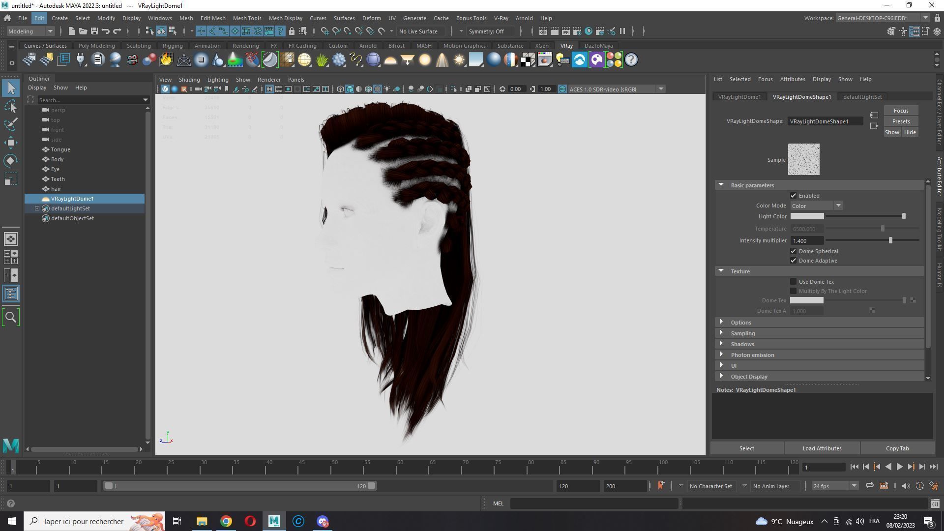 Realistic Female hair game cards  Low-poly 3D model_19