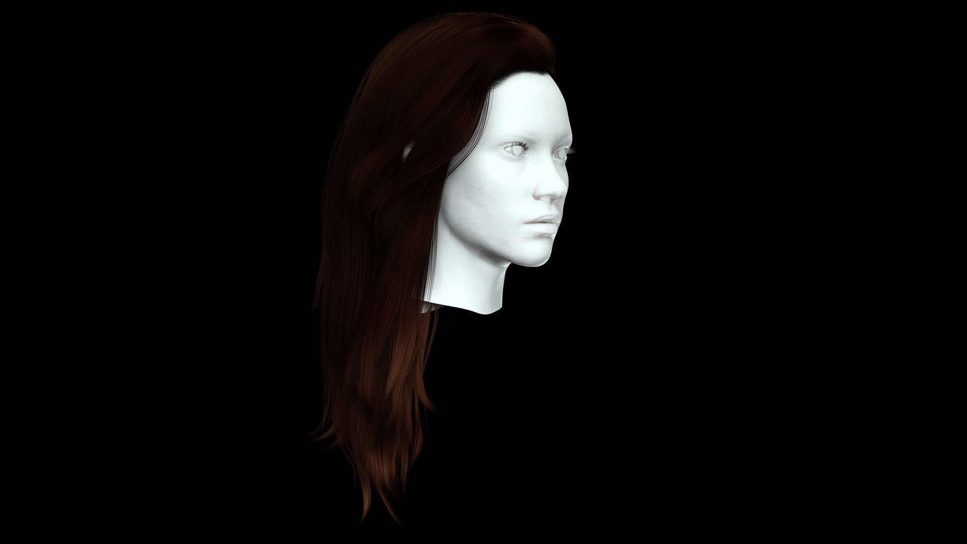 Realistic Female hair game cards  Low-poly 3D model_4