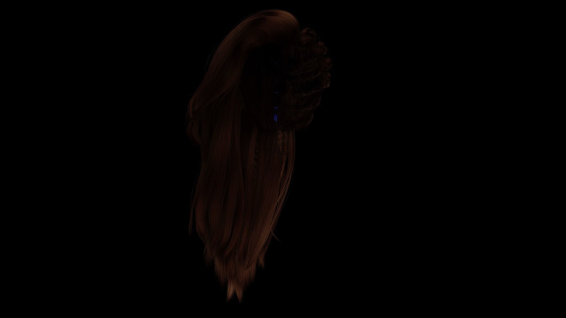 Realistic Female hair game cards  Low-poly 3D model_10