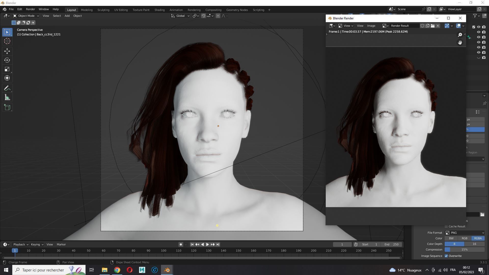 Realistic Female hair game cards  Low-poly 3D model_15