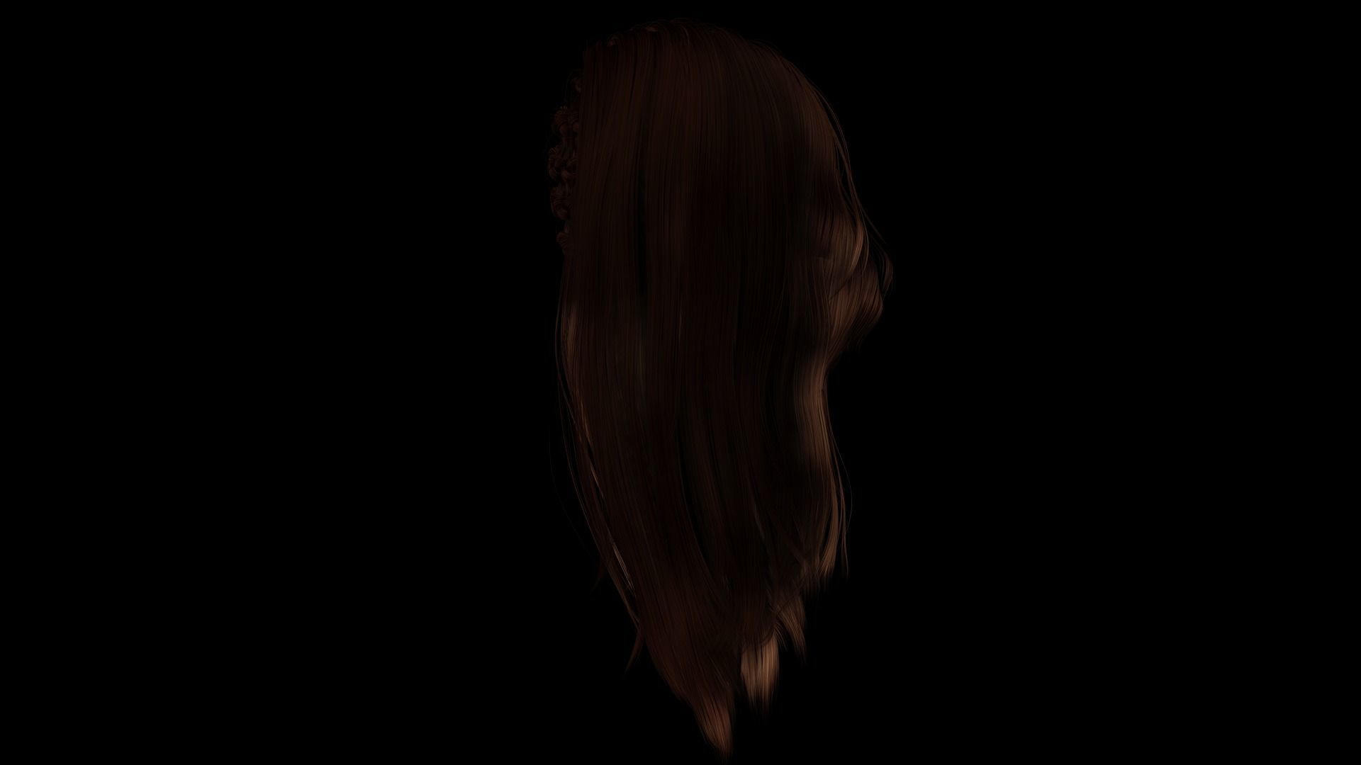 Realistic Female hair game cards  Low-poly 3D model_11