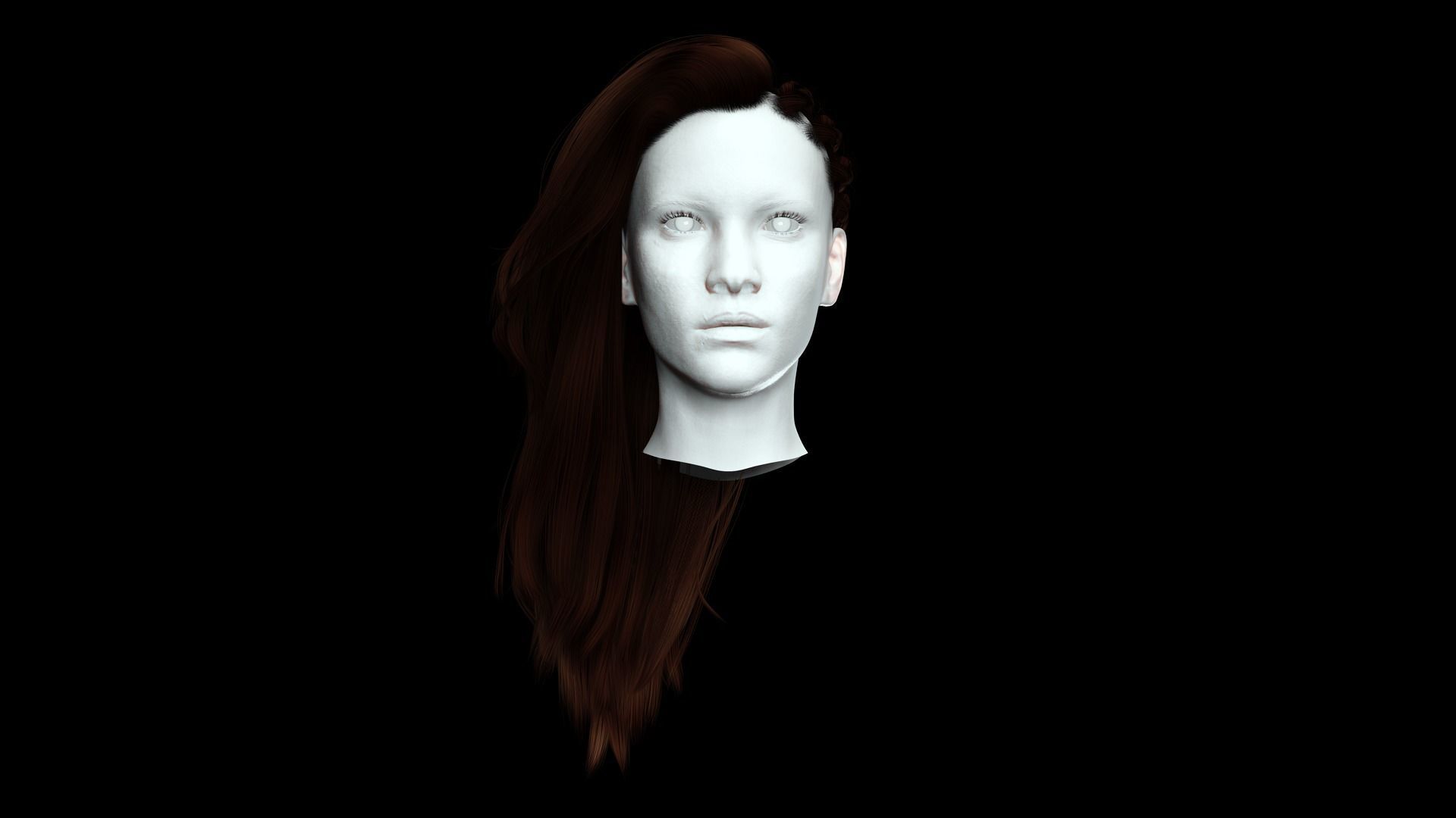 Realistic Female hair game cards  Low-poly 3D model_2