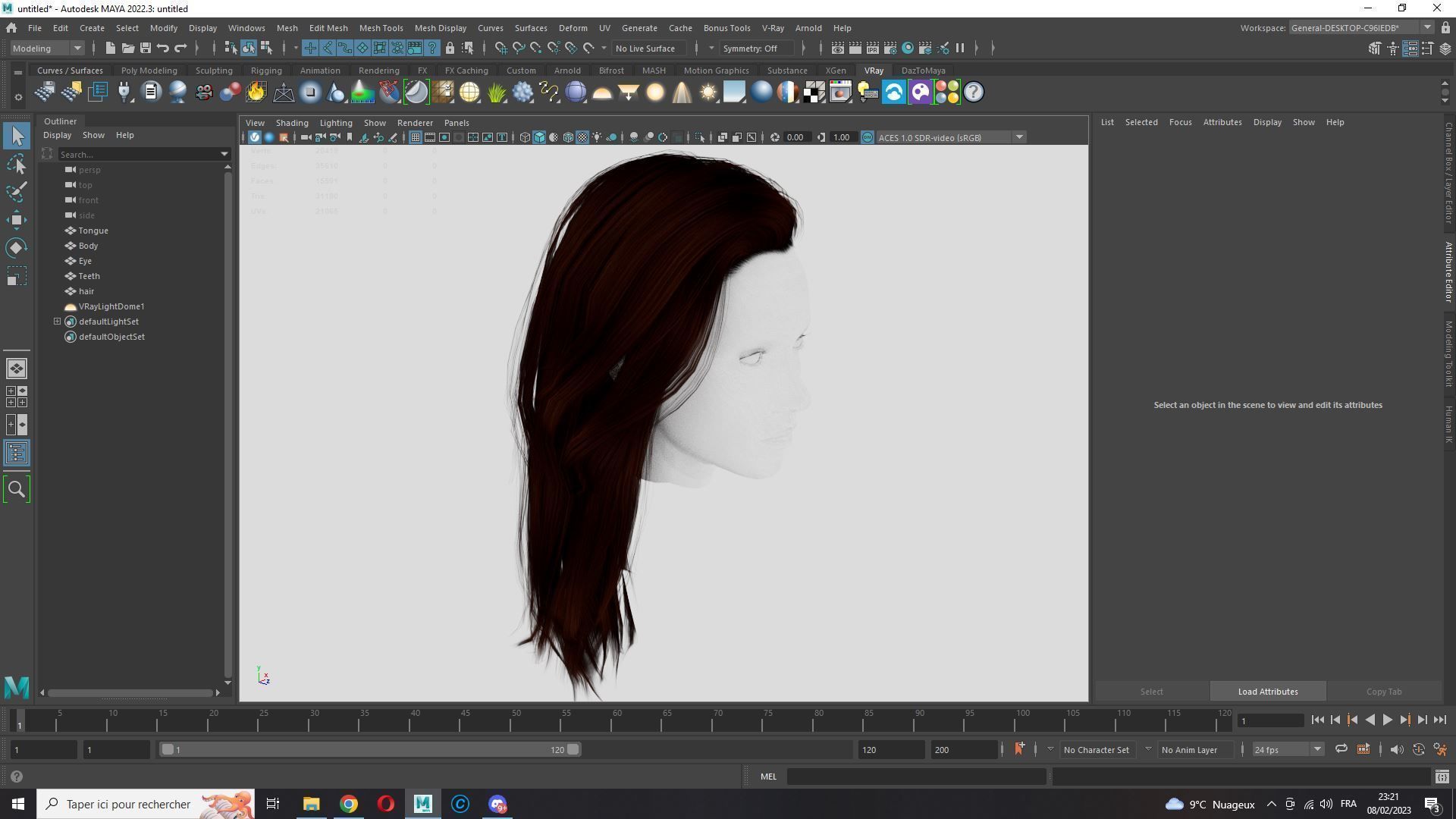 Realistic Female hair game cards  Low-poly 3D model_20
