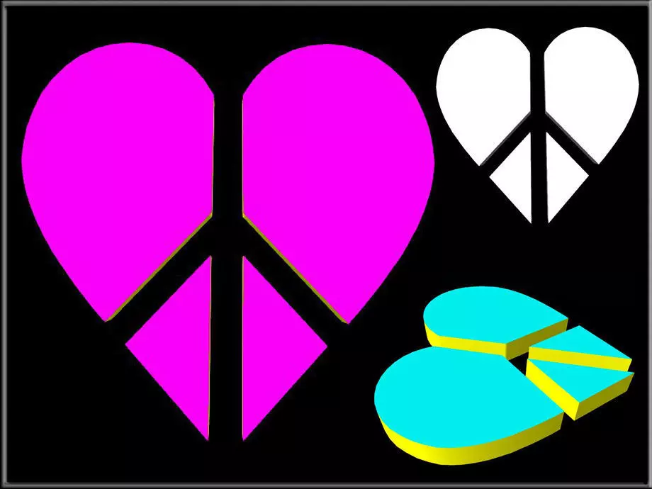 Peace Heart Low-poly 3D model_0