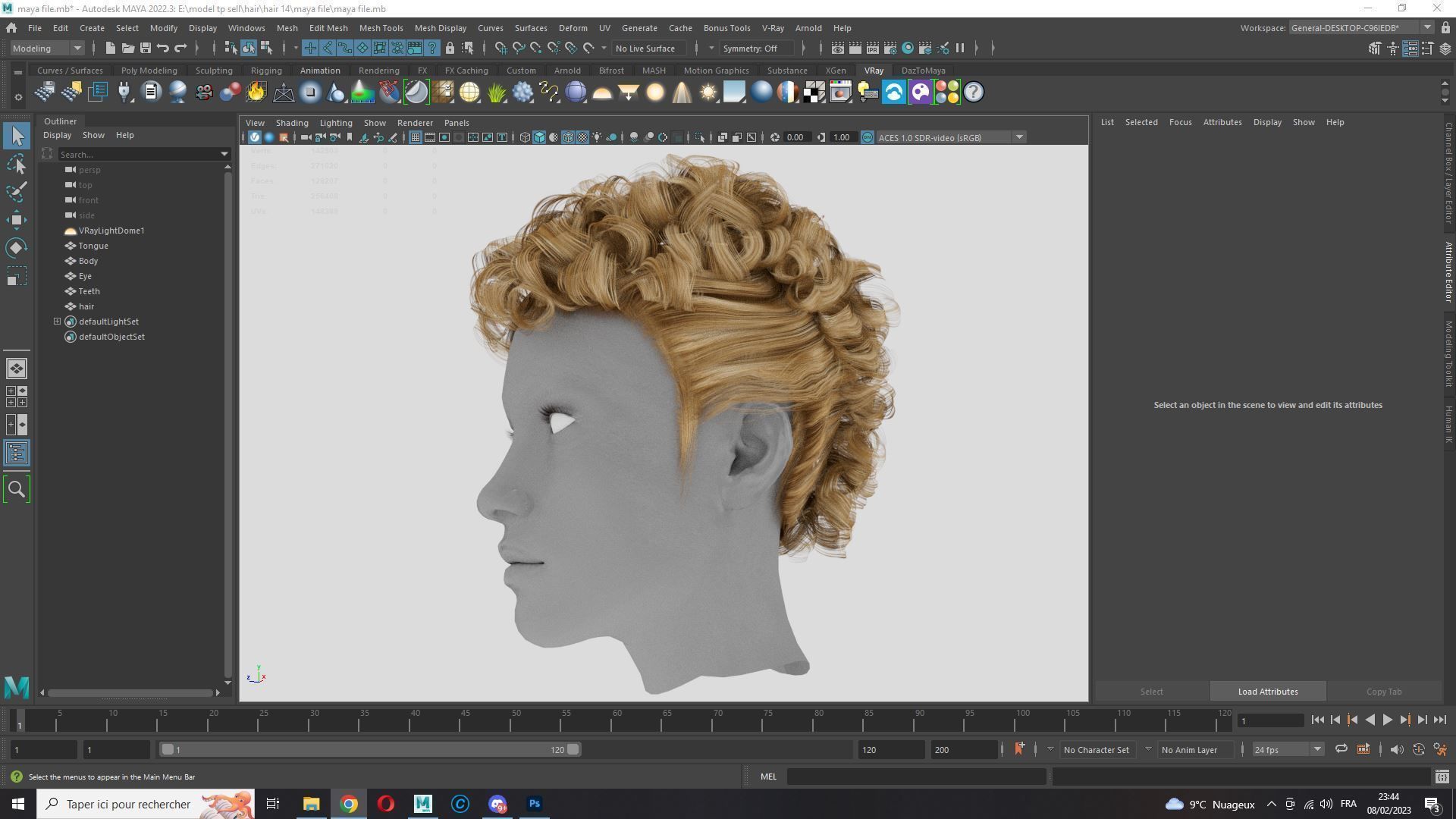 Realistic Female hair modern  Low-poly 3D model_17