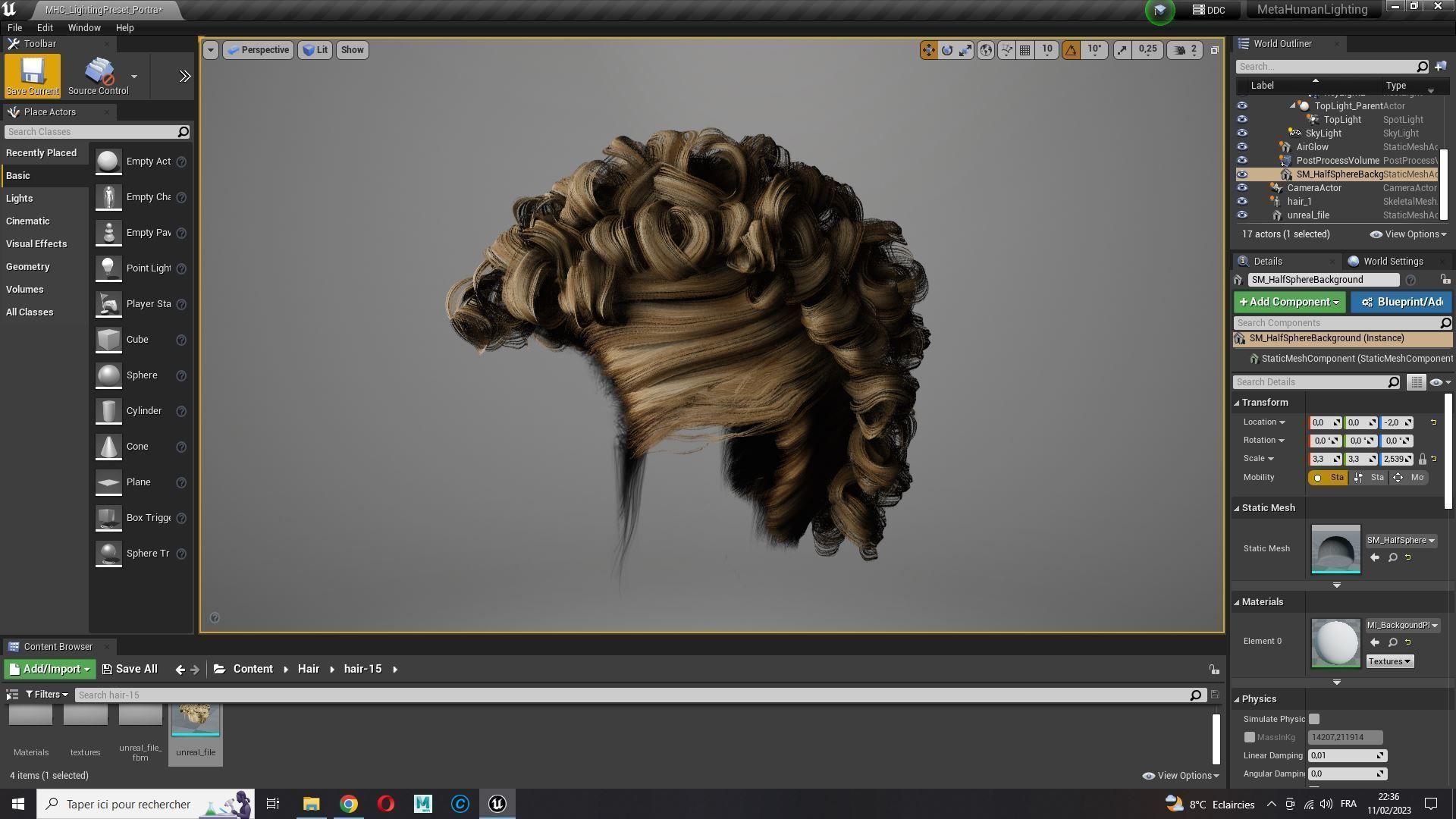 Realistic Female hair modern  Low-poly 3D model_20