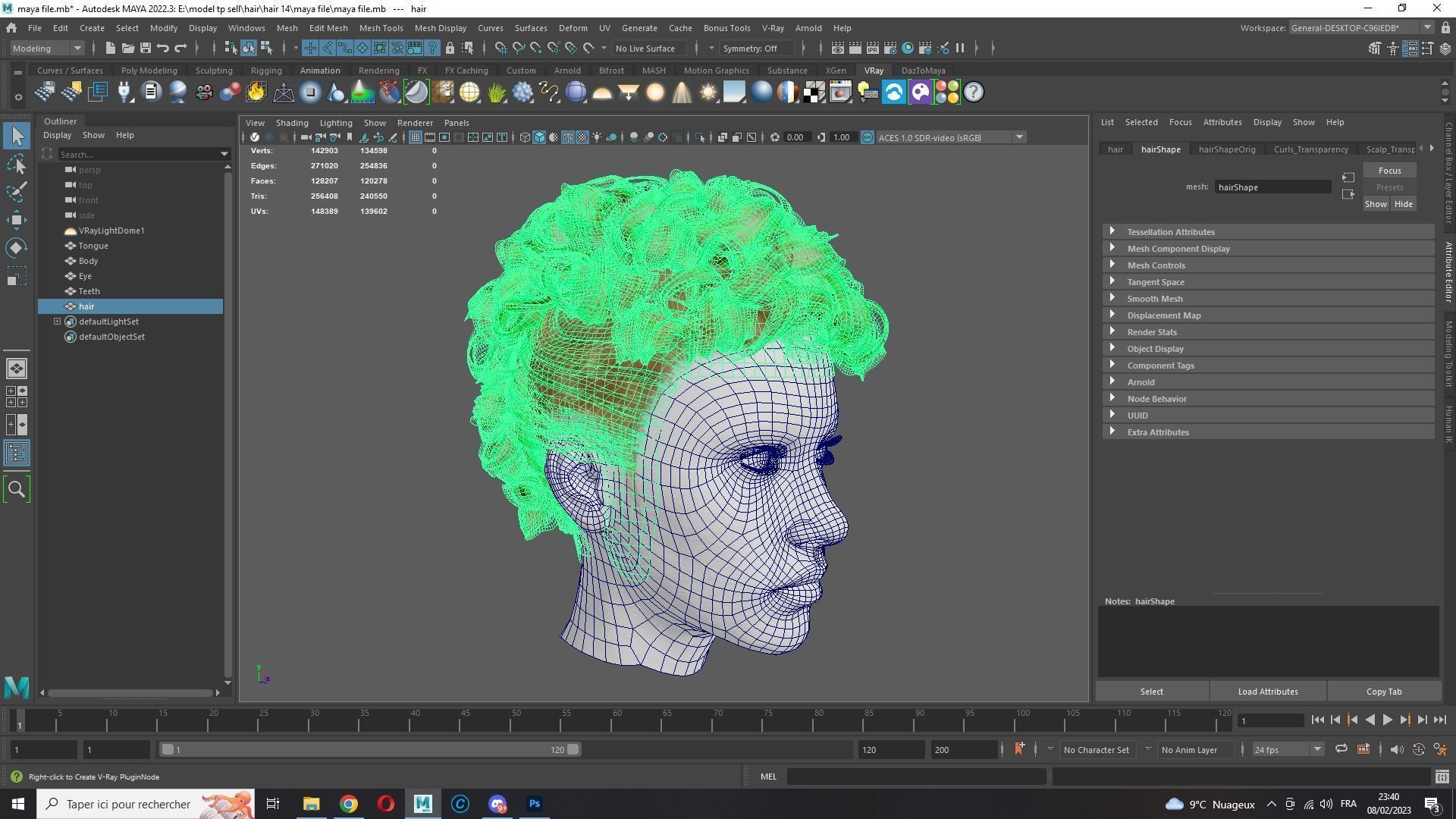 Realistic Female hair modern  Low-poly 3D model_16