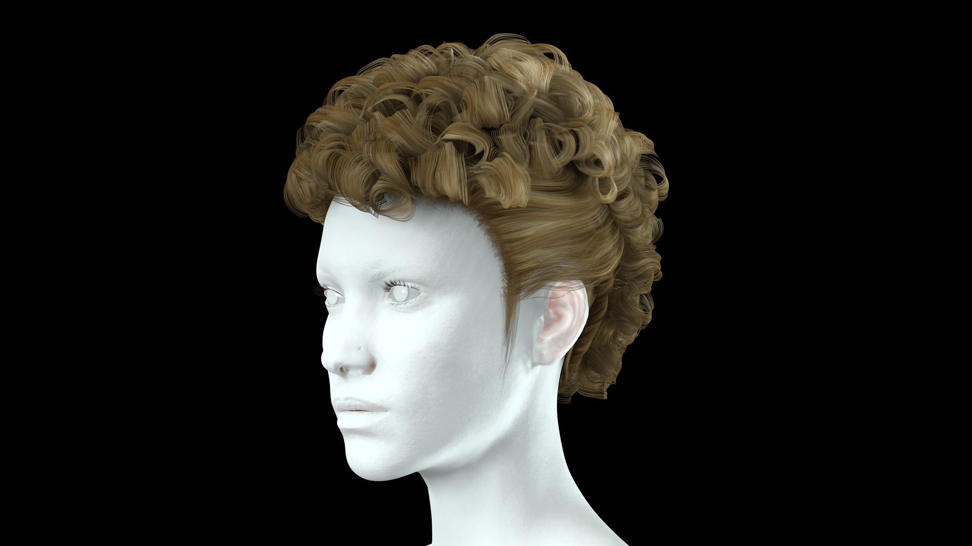 Realistic Female hair modern  Low-poly 3D model_3