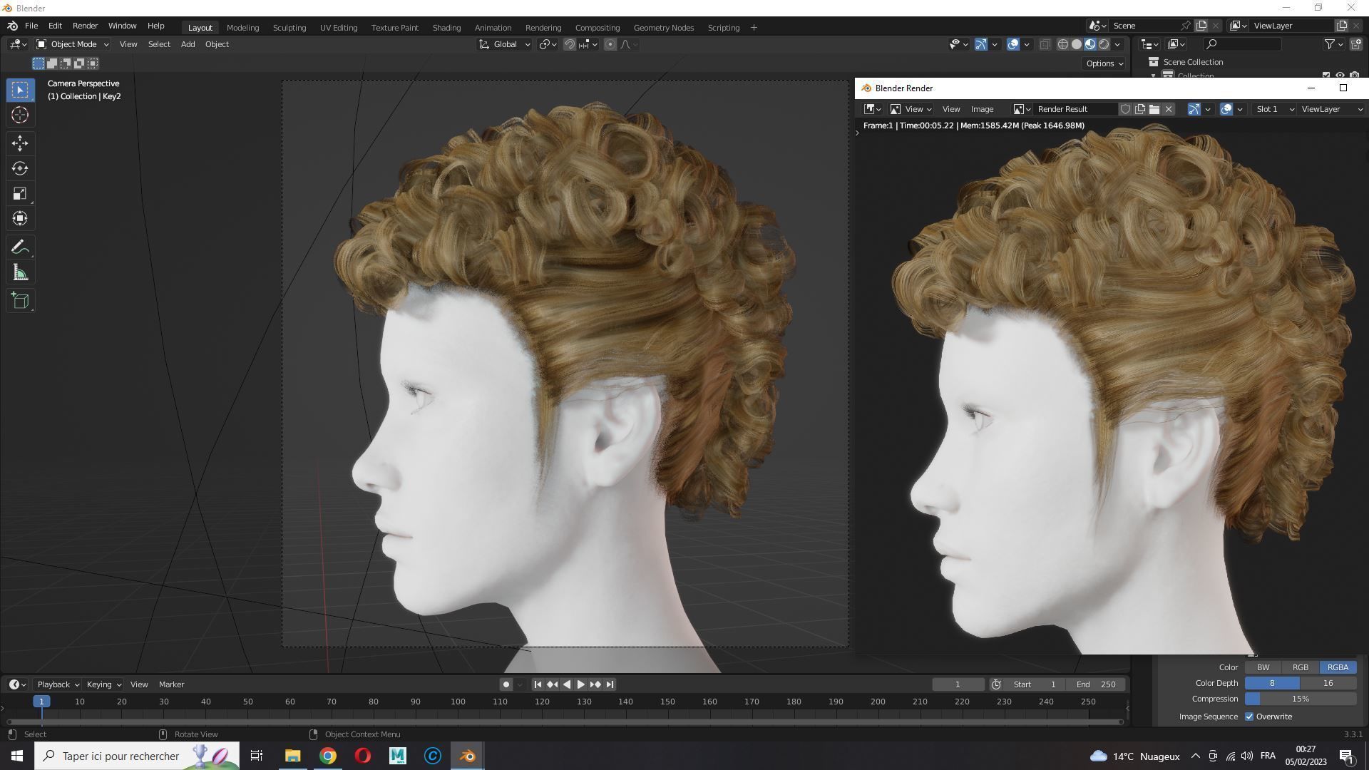 Realistic Female hair modern  Low-poly 3D model_13