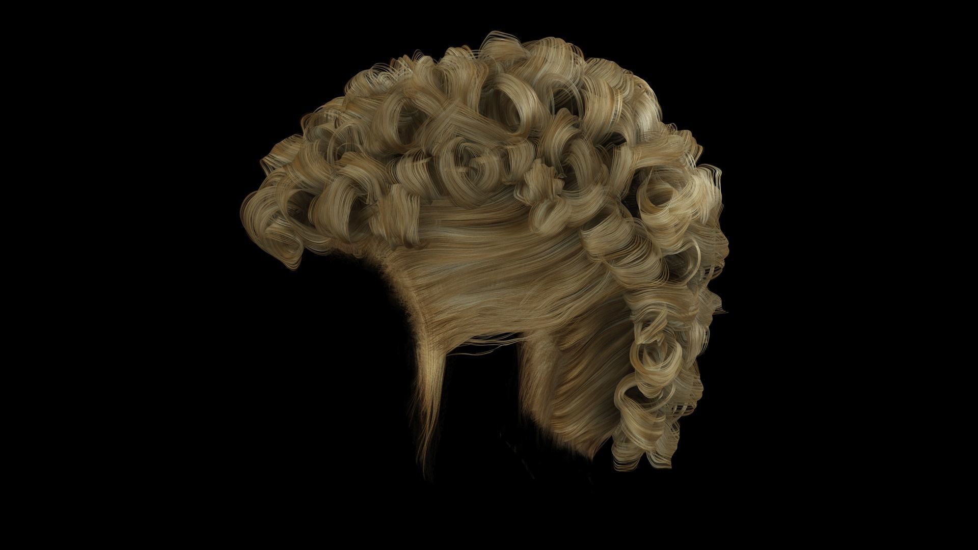 Realistic Female hair modern  Low-poly 3D model_9