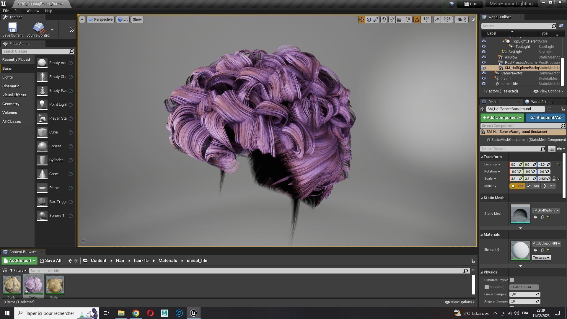 Realistic Female hair modern  Low-poly 3D model_22