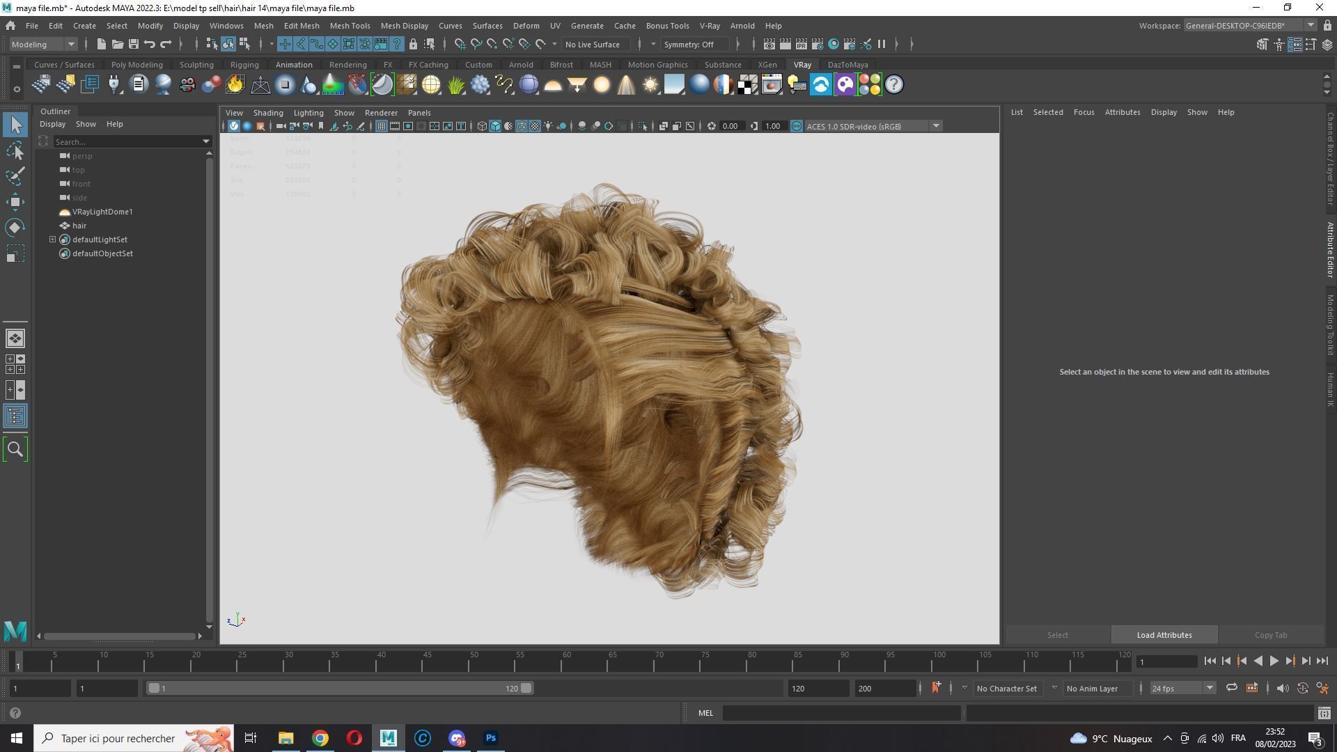 Realistic Female hair modern  Low-poly 3D model_18