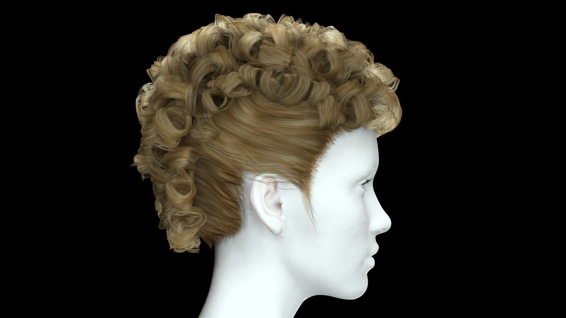 Realistic Female hair modern  Low-poly 3D model_4