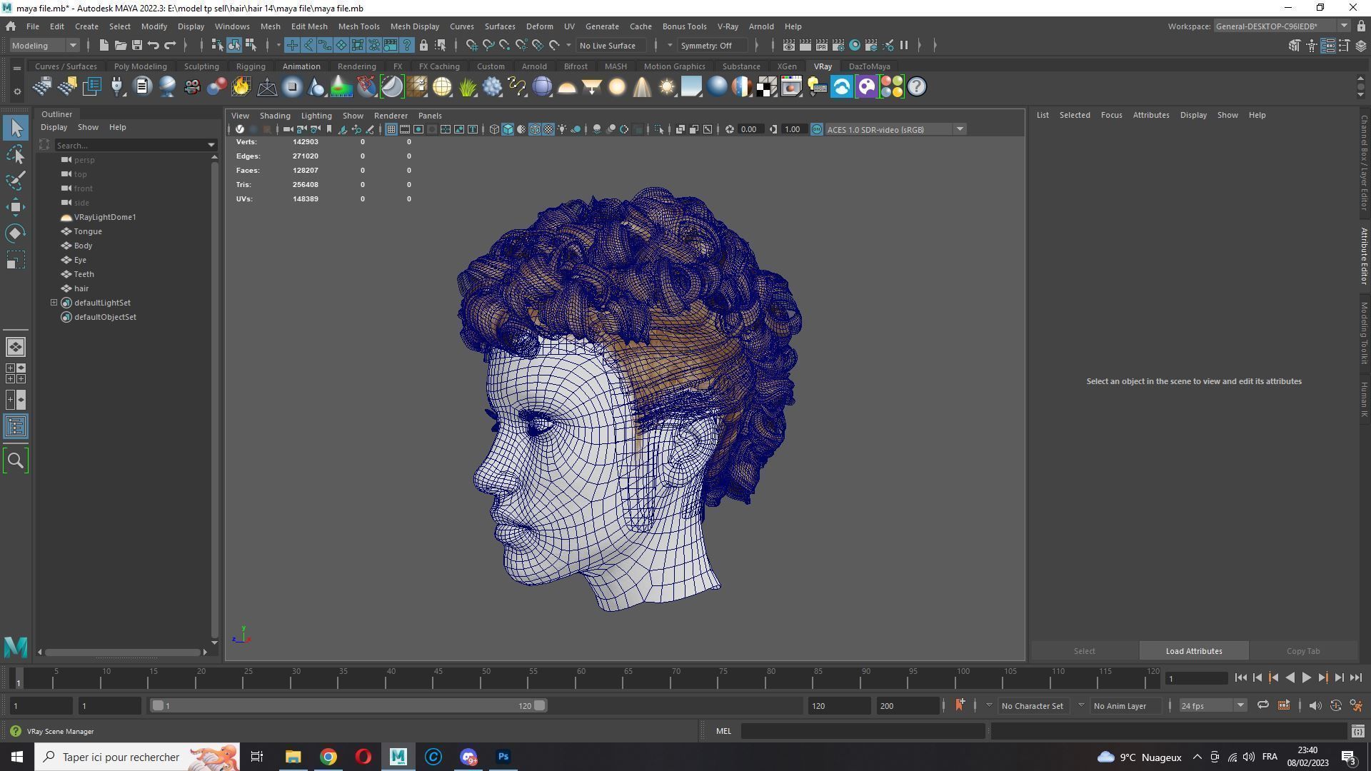 Realistic Female hair modern  Low-poly 3D model_15