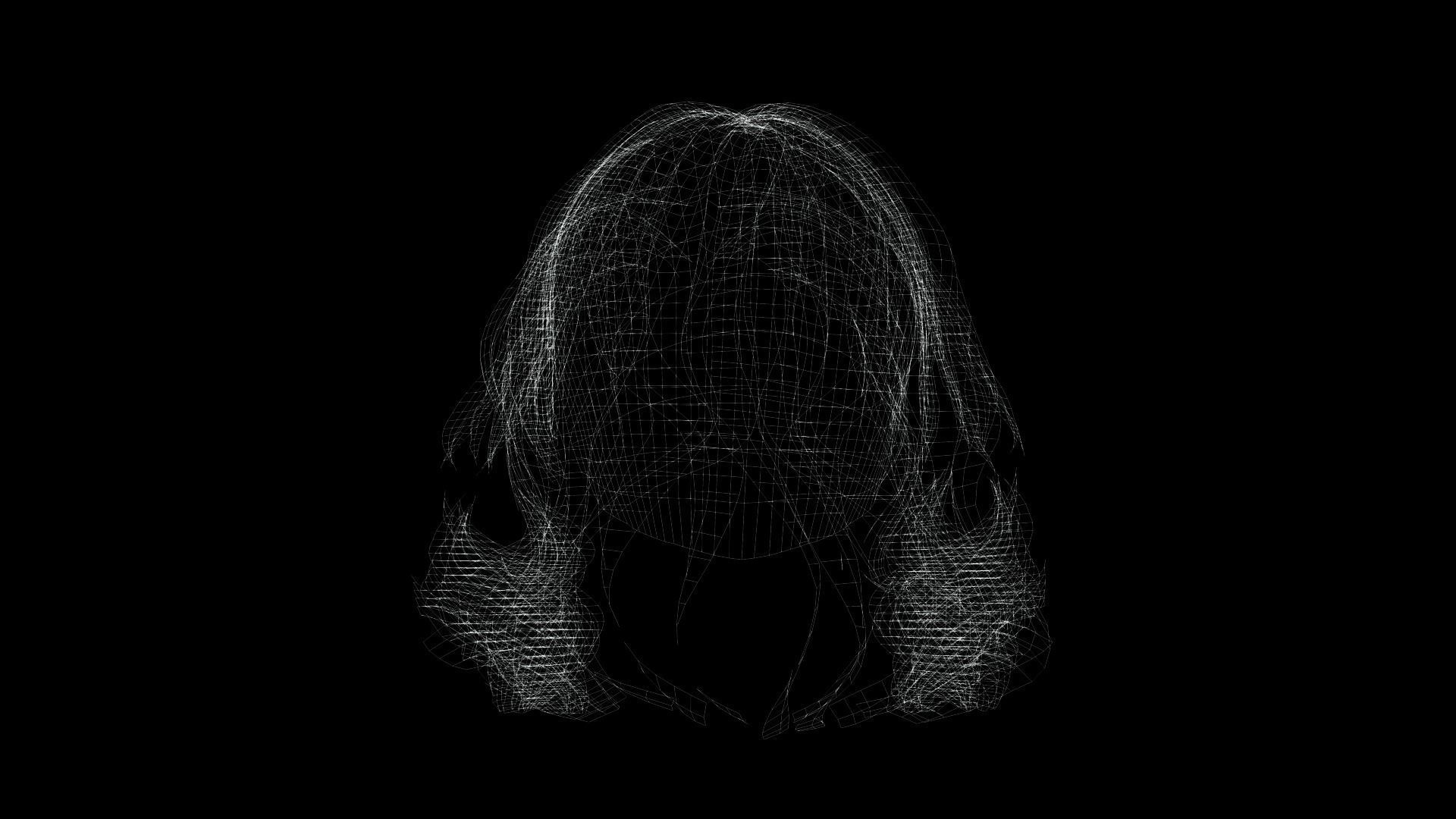 Realistic Female short hair Low-poly 3D model_10