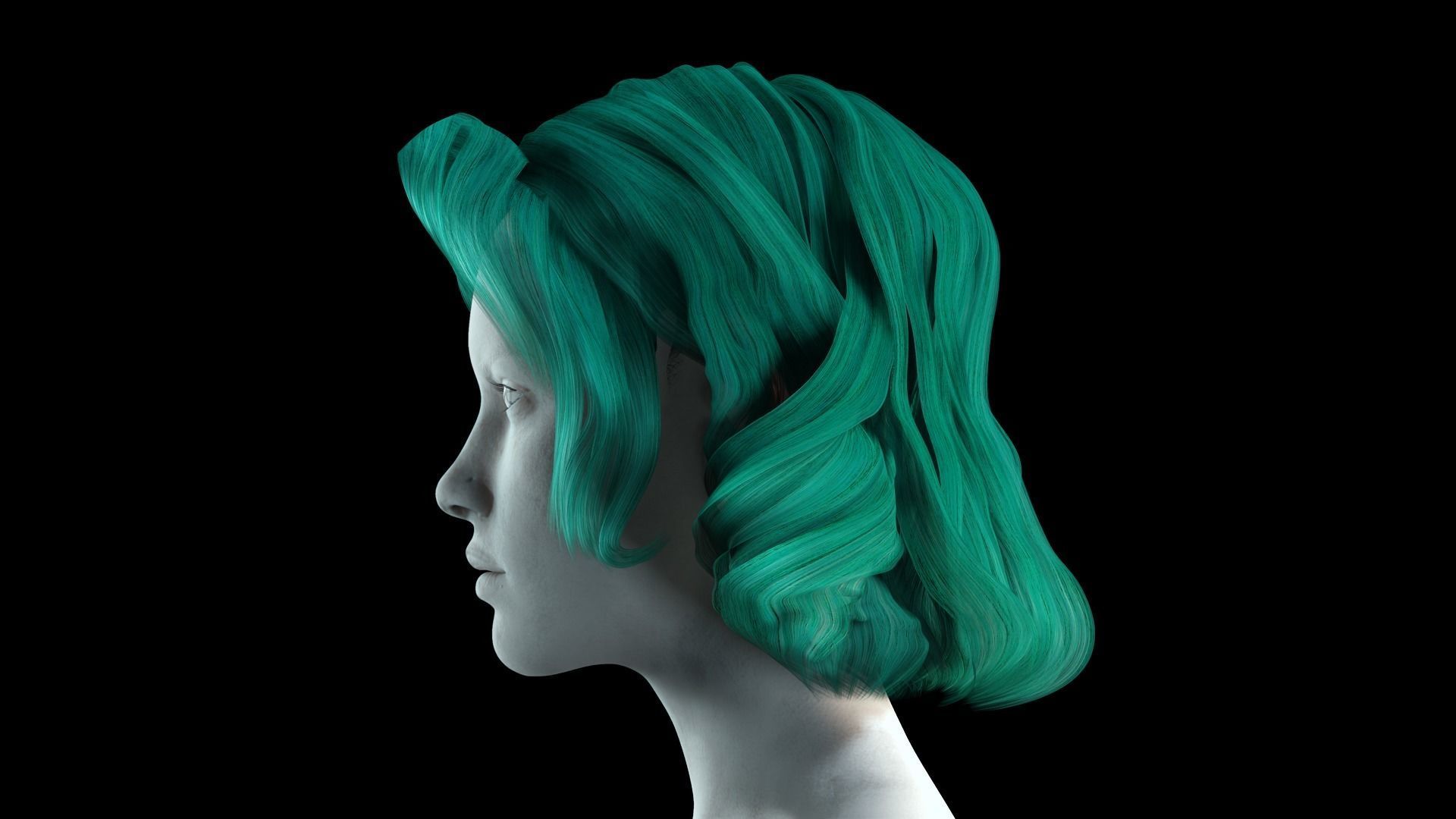 Realistic Female short hair Low-poly 3D model_4