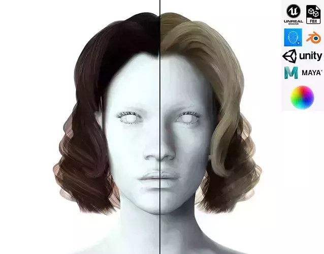 Realistic Female short hair Low-poly 3D model