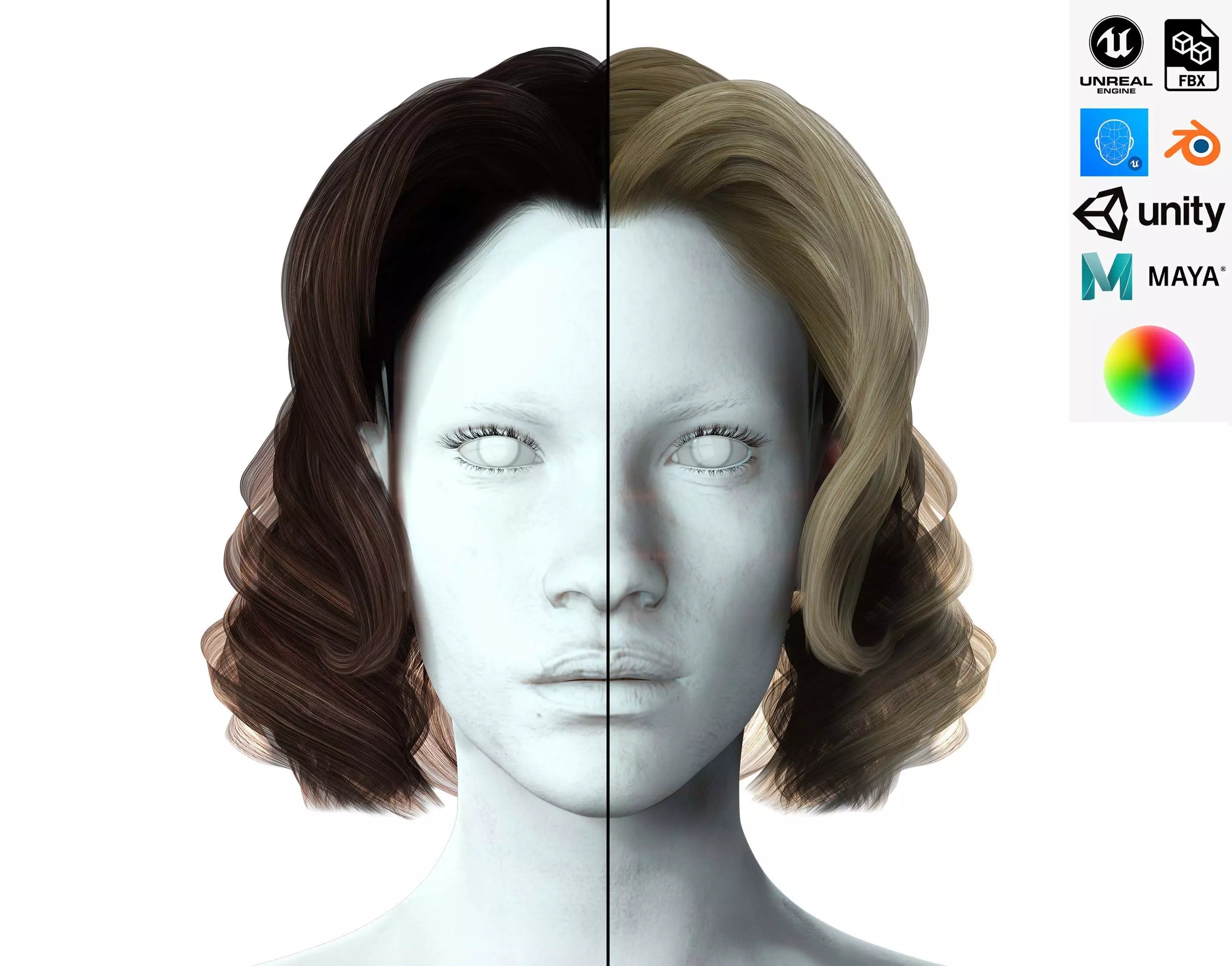 Realistic Female short hair Low-poly 3D model_0