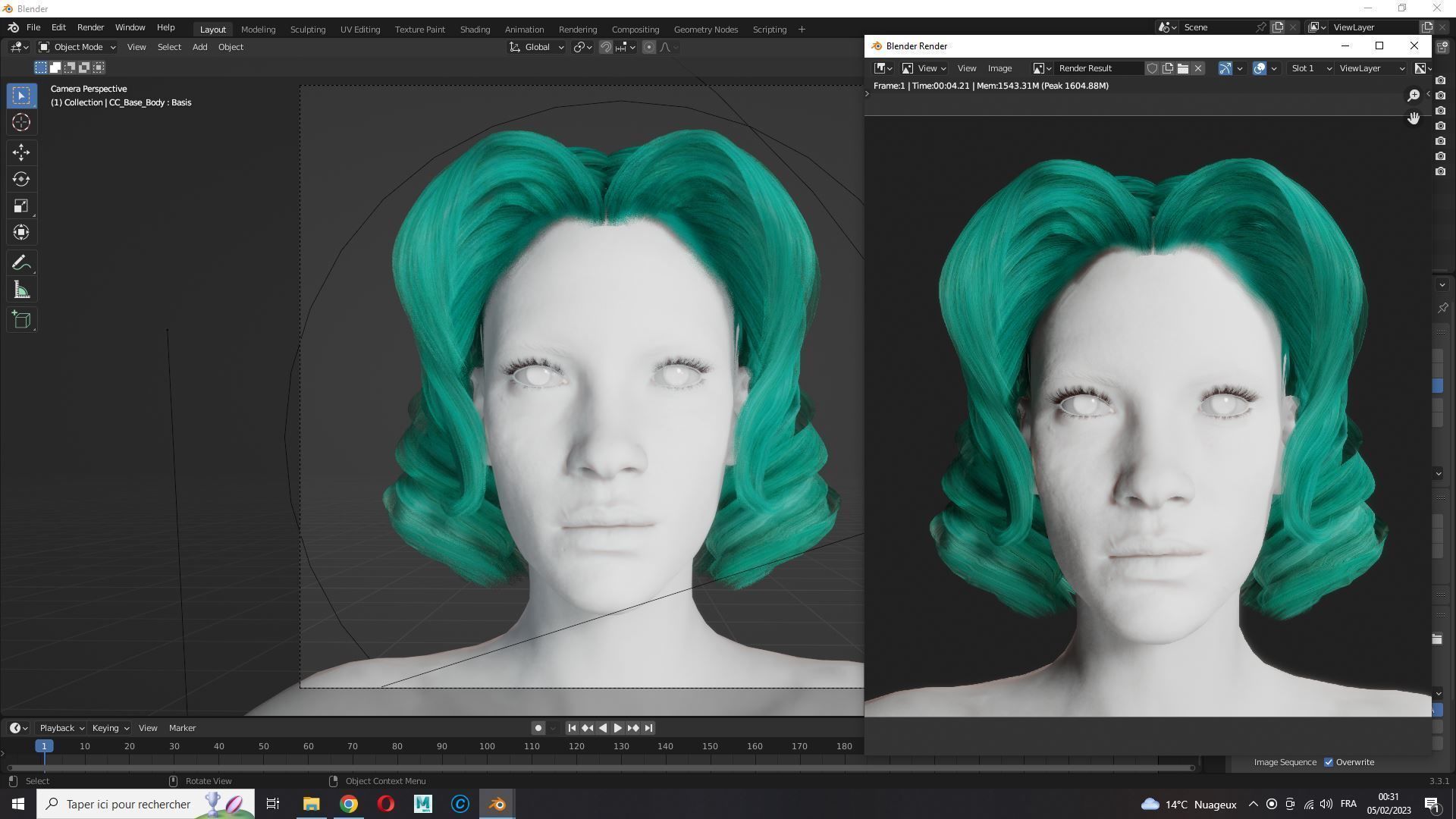 Realistic Female short hair Low-poly 3D model_13