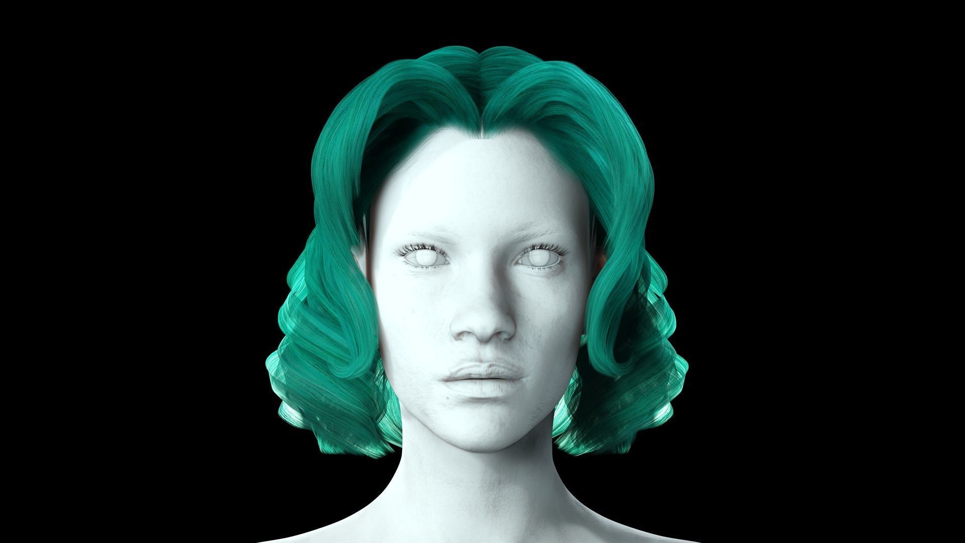 Realistic Female short hair Low-poly 3D model_2