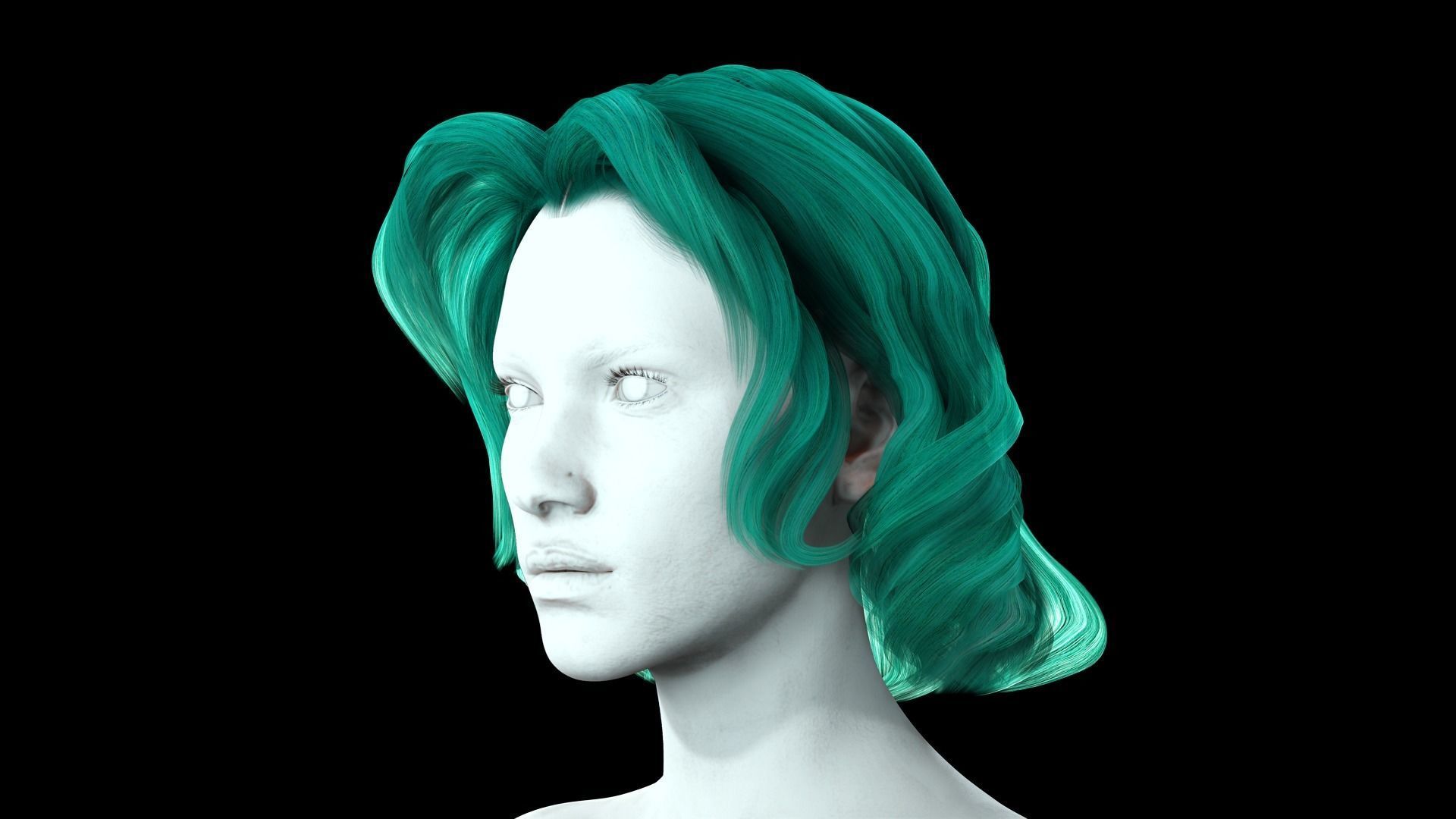 Realistic Female short hair Low-poly 3D model_3