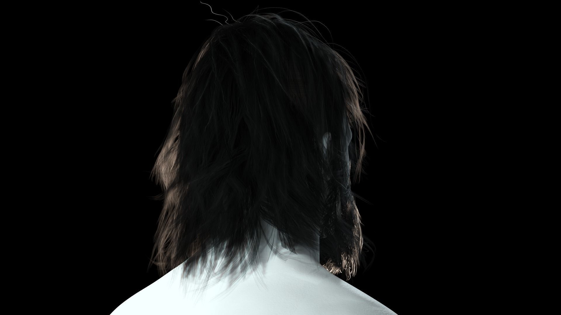 Realistic Hair Beard brows mustache Low-poly 3D model_6