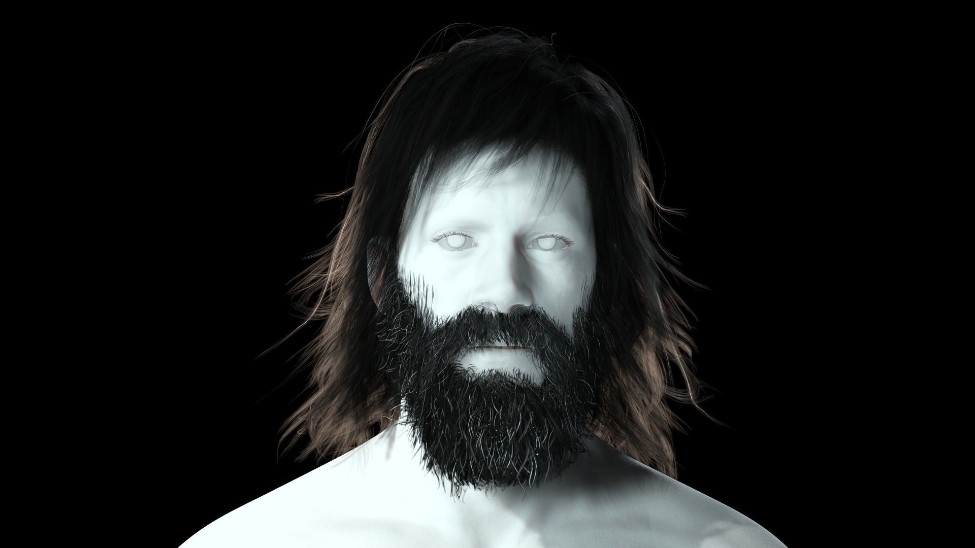 Realistic Hair Beard brows mustache Low-poly 3D model_2