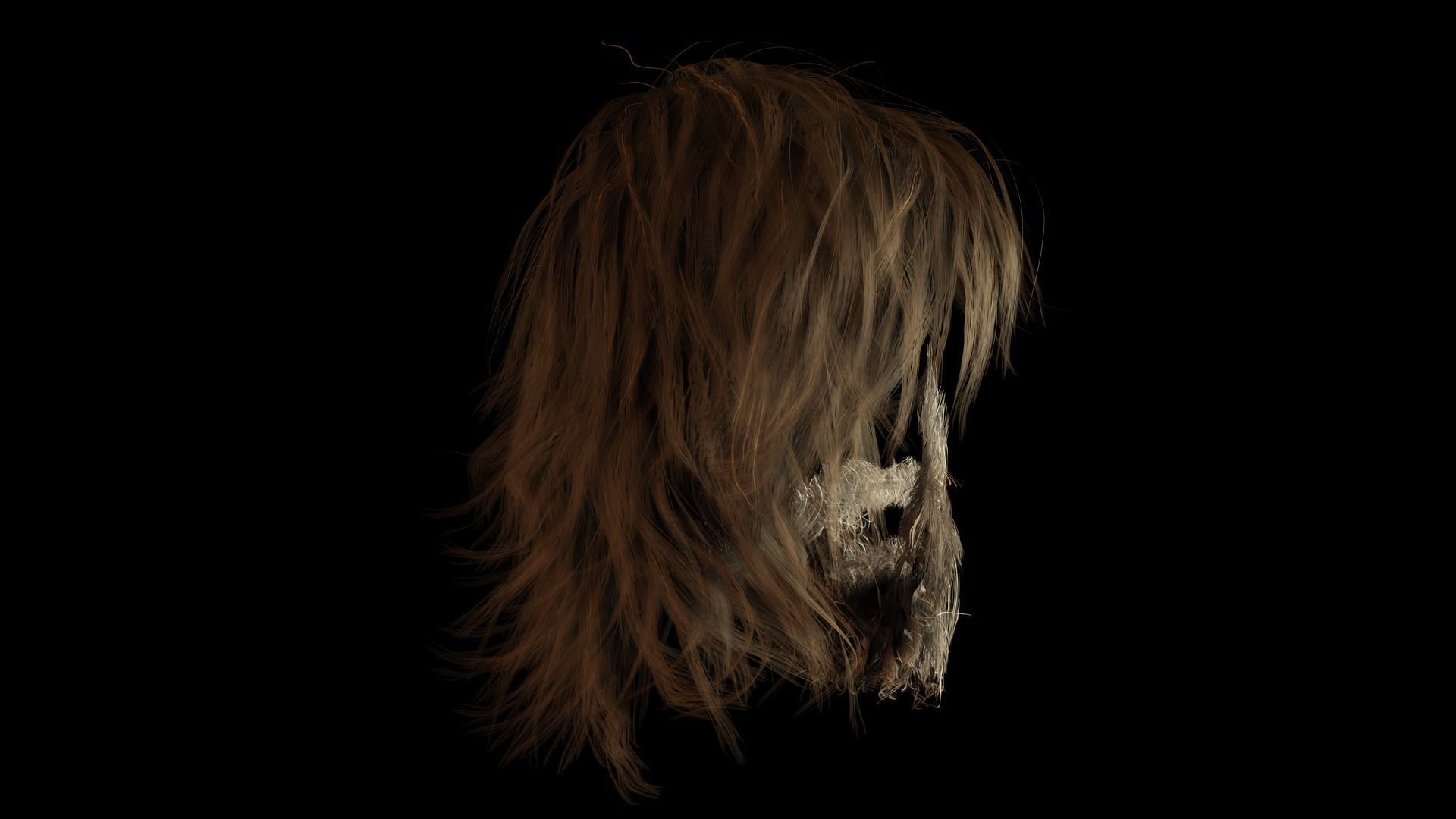 Realistic Hair Beard brows mustache Low-poly 3D model_10