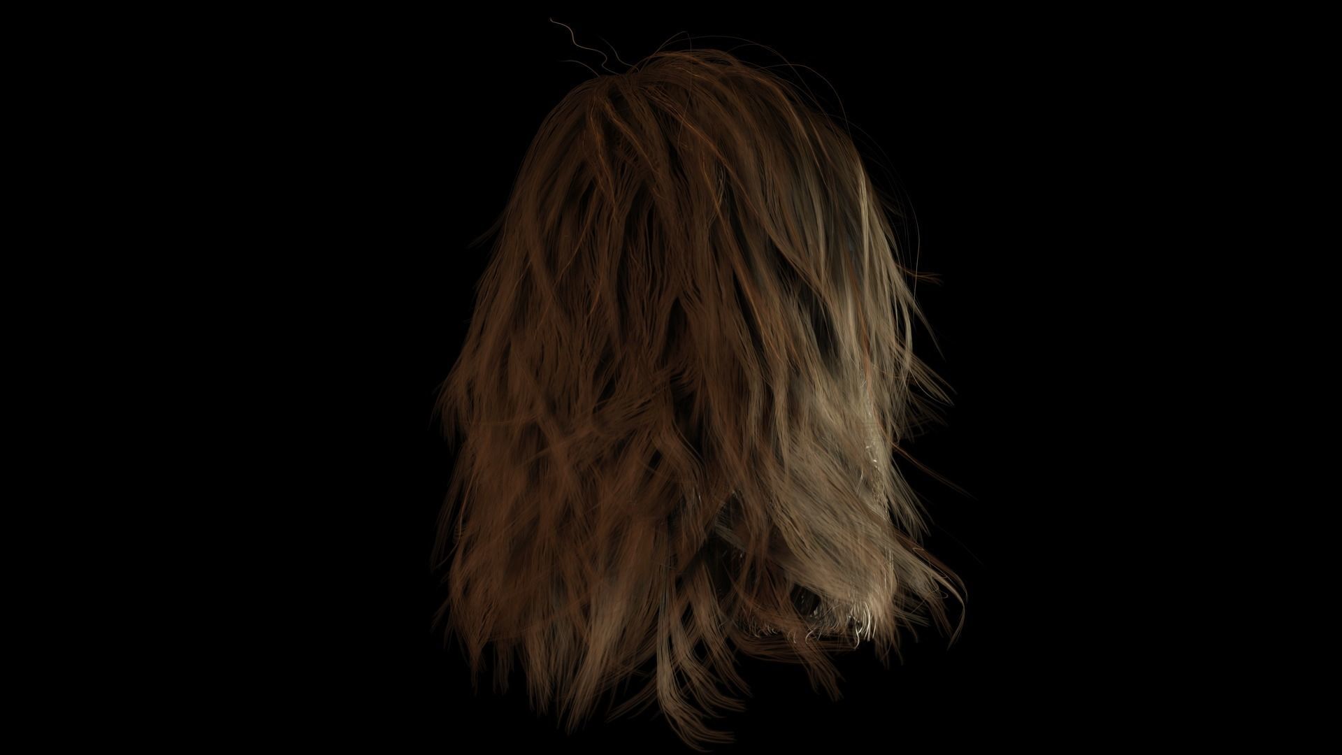 Realistic Hair Beard brows mustache Low-poly 3D model_11