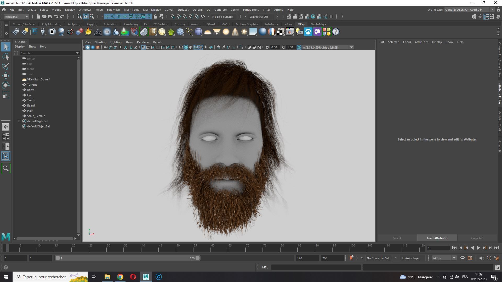 Realistic Hair Beard brows mustache Low-poly 3D model_18