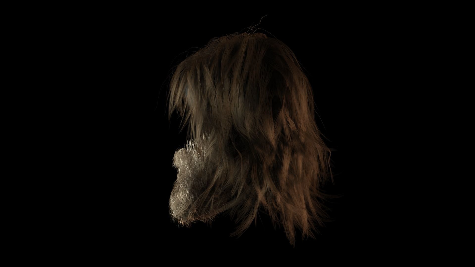 Realistic Hair Beard brows mustache Low-poly 3D model_9