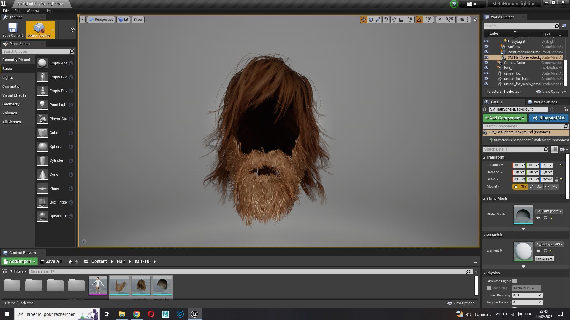 Realistic Hair Beard brows mustache Low-poly 3D model_21