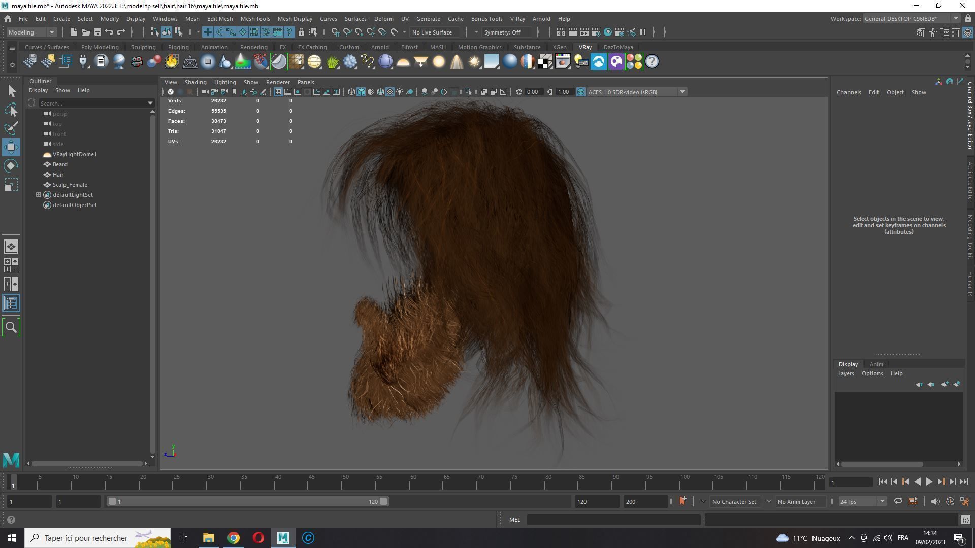 Realistic Hair Beard brows mustache Low-poly 3D model_20