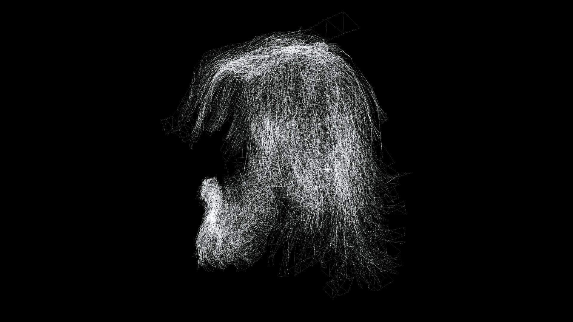 Realistic Hair Beard brows mustache Low-poly 3D model_13