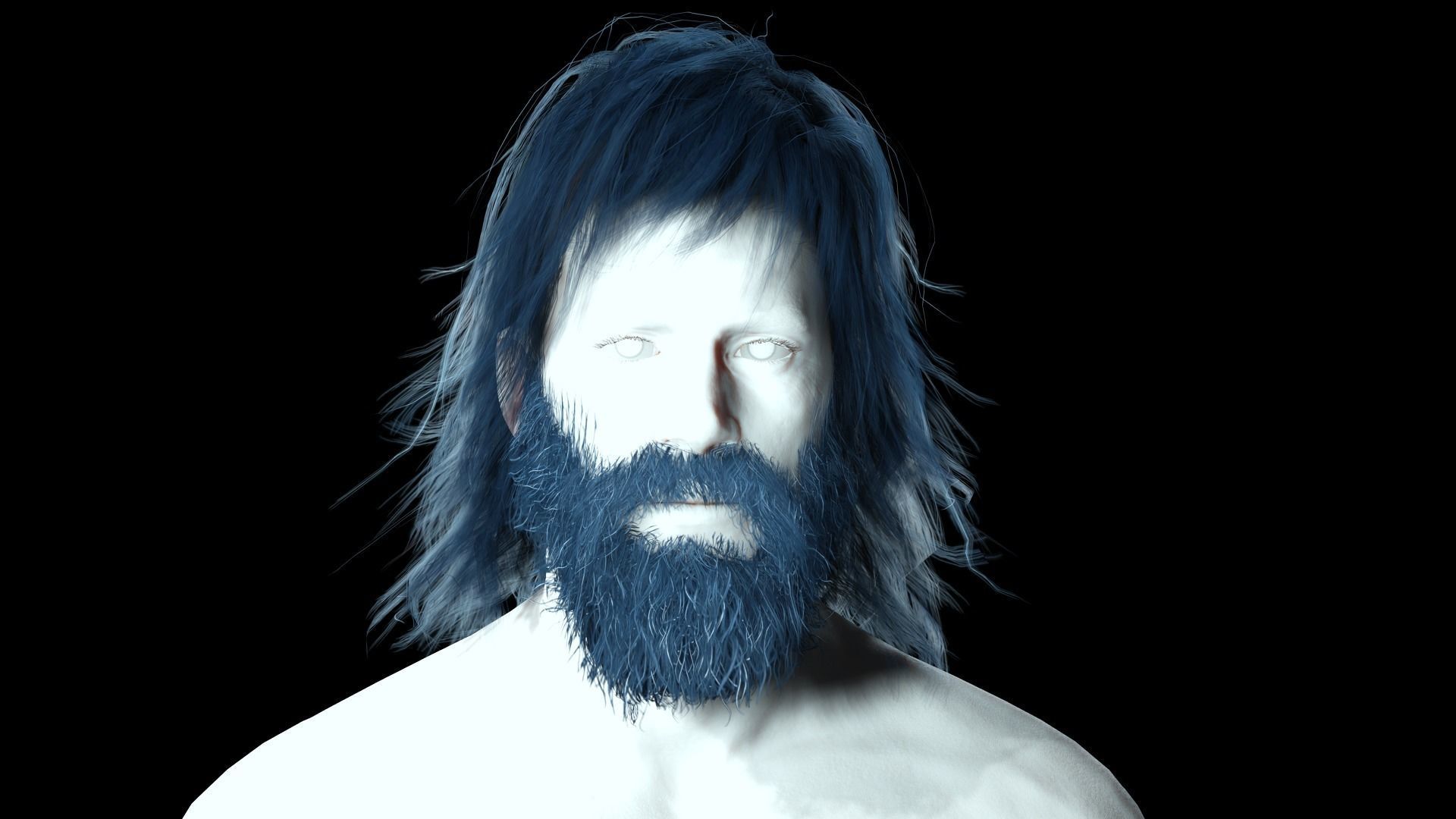 Realistic Hair Beard brows mustache Low-poly 3D model_3