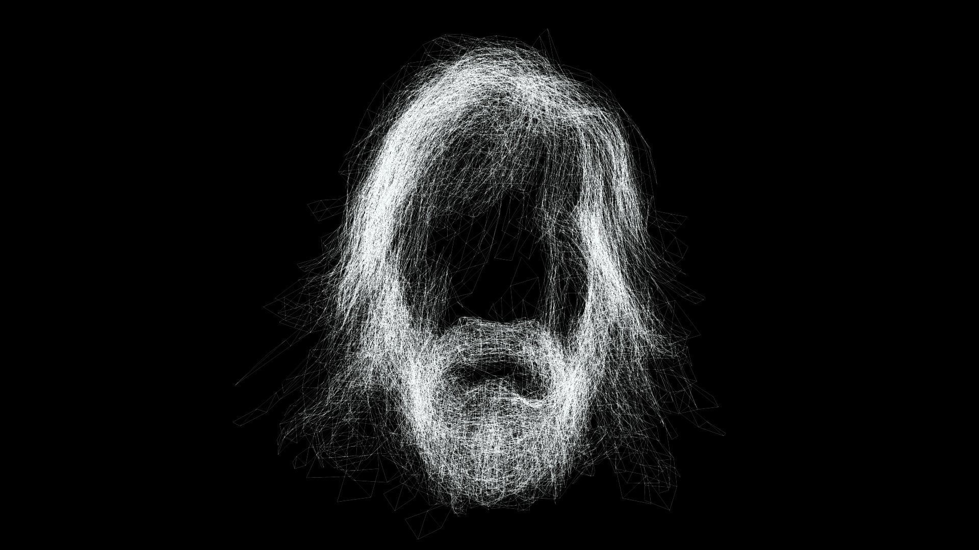 Realistic Hair Beard brows mustache Low-poly 3D model_12