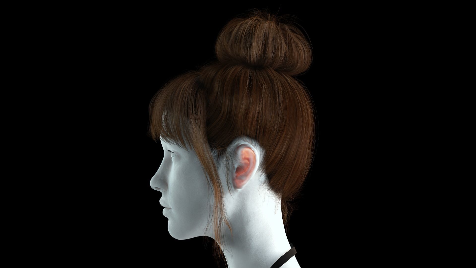 Realistic Female hair colorable Low-poly 3D model_4