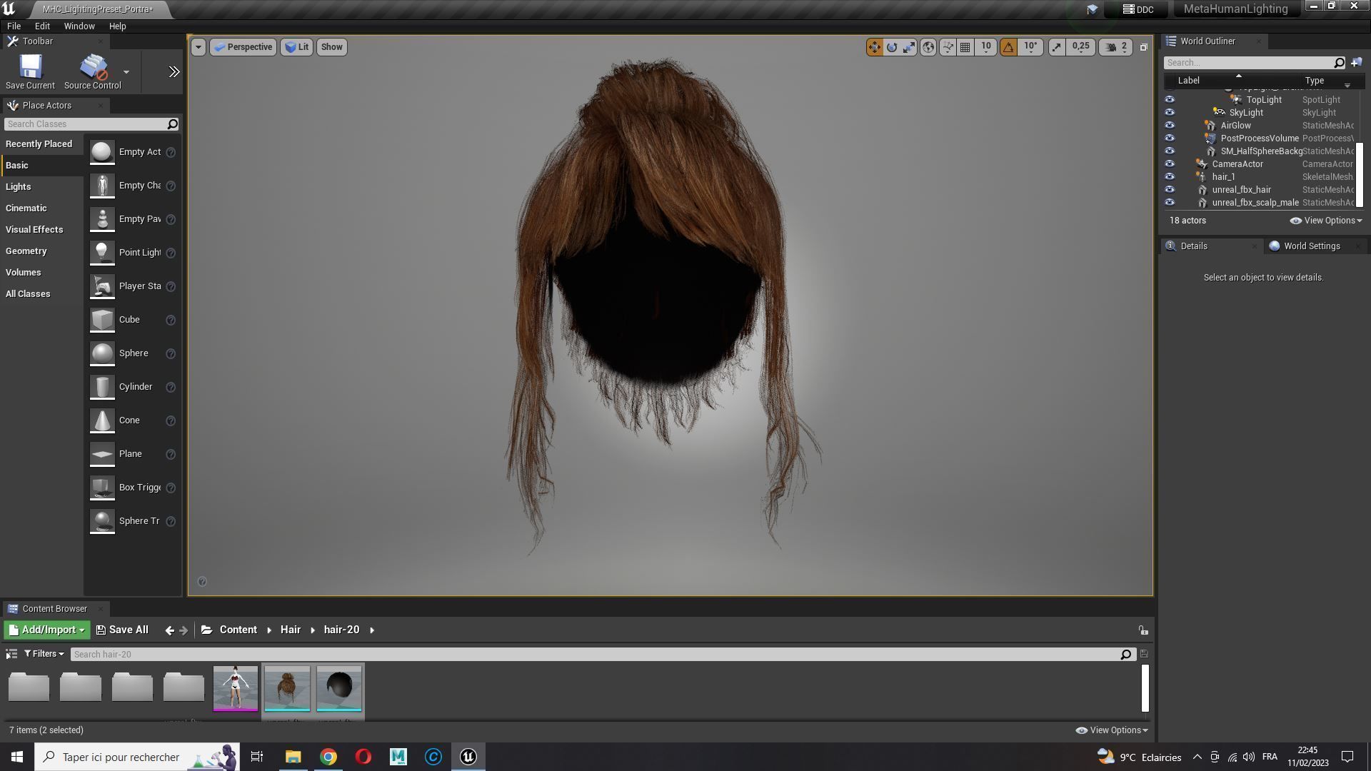 Realistic Female hair colorable Low-poly 3D model_19