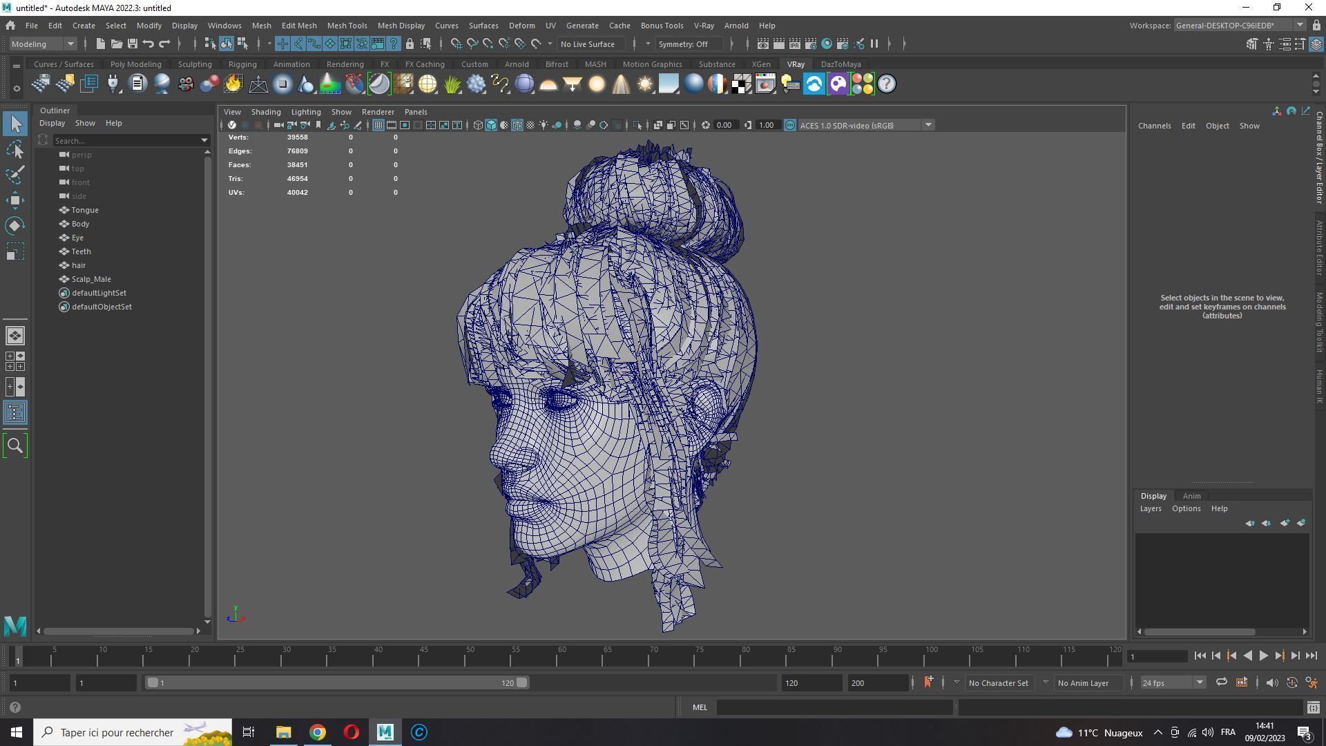 Realistic Female hair colorable Low-poly 3D model_15