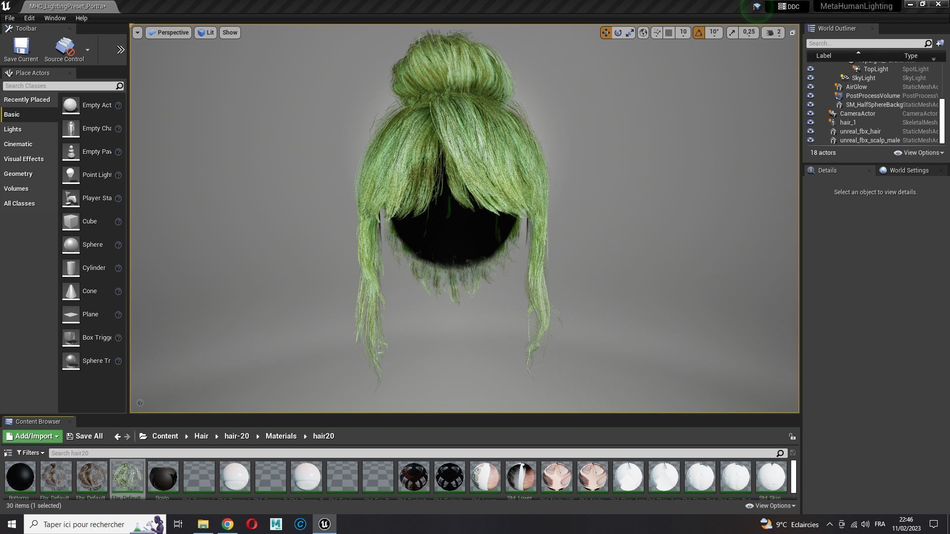 Realistic Female hair colorable Low-poly 3D model_20