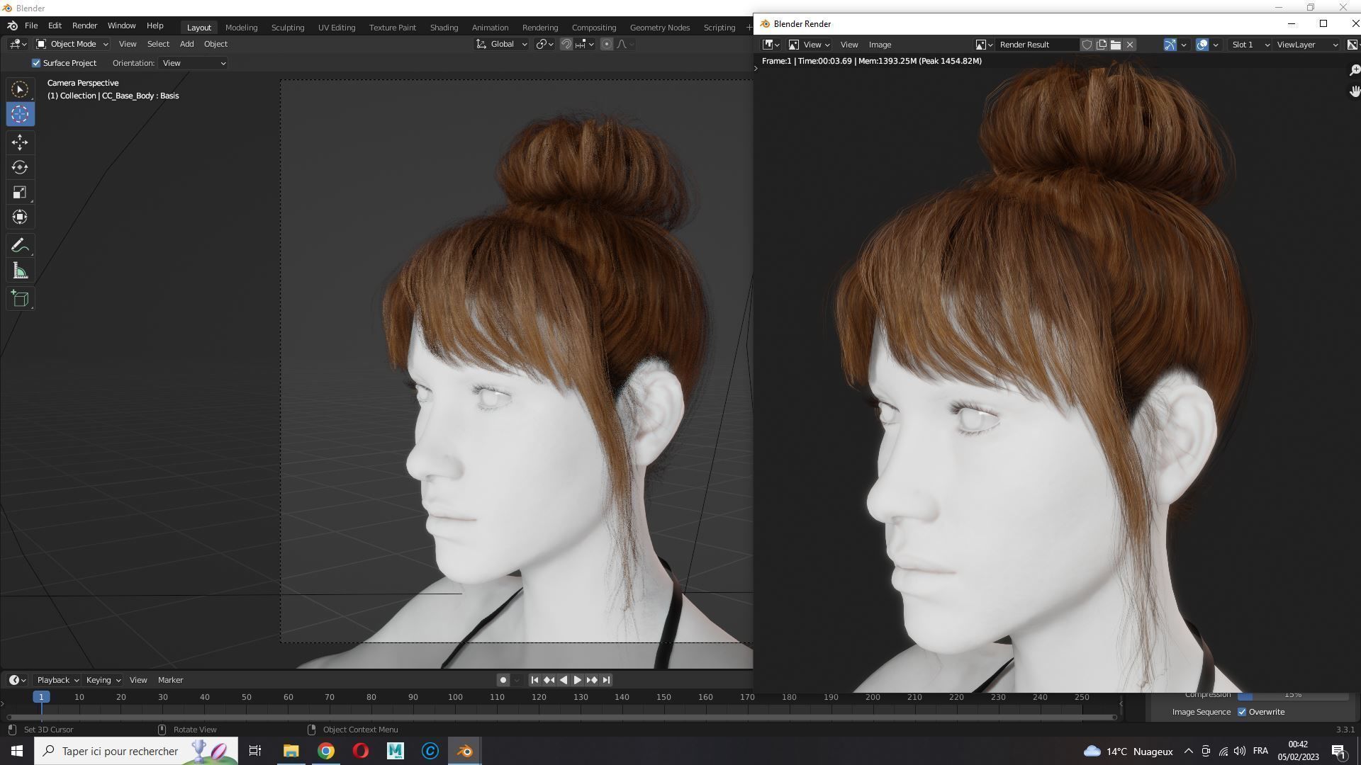 Realistic Female hair colorable Low-poly 3D model_13