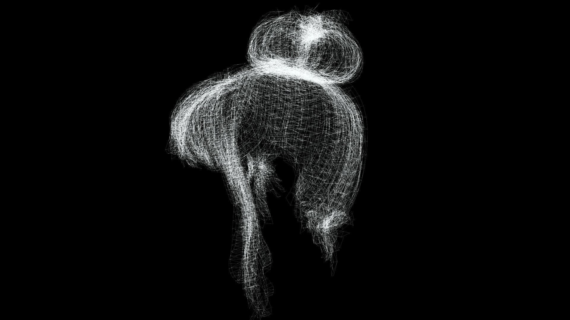 Realistic Female hair colorable Low-poly 3D model_11